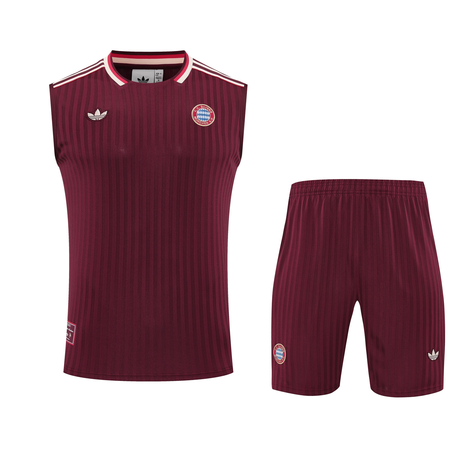 AlphaJersey-Bayern Munich 25-26 Vest Training Set - Wine Red Lines Vest & Wine Red Lines Shorts