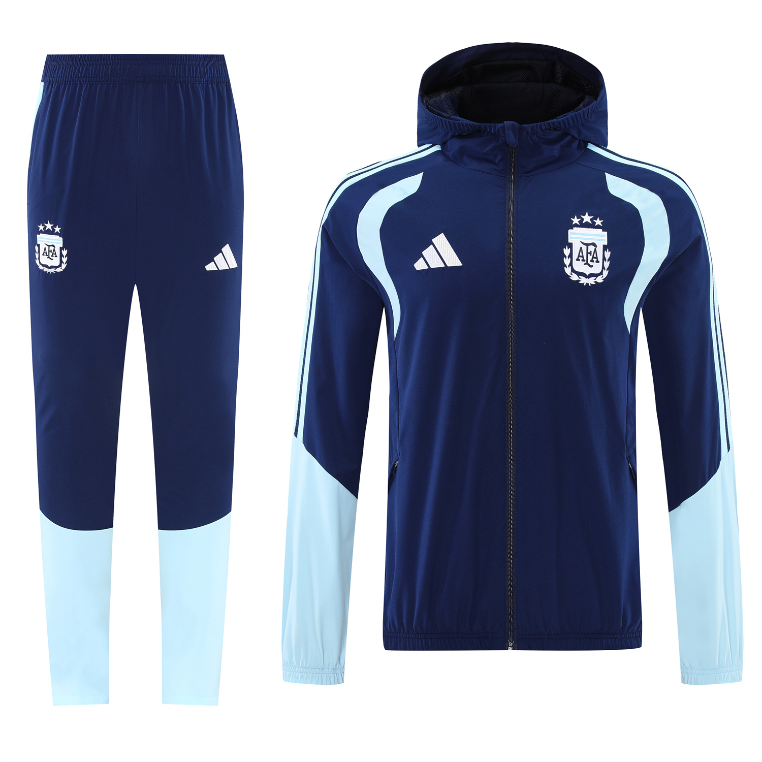 AlphaJersey-Argentina 2026 Hooded Windbreaker Training Set - Dark Blue Top & Pants