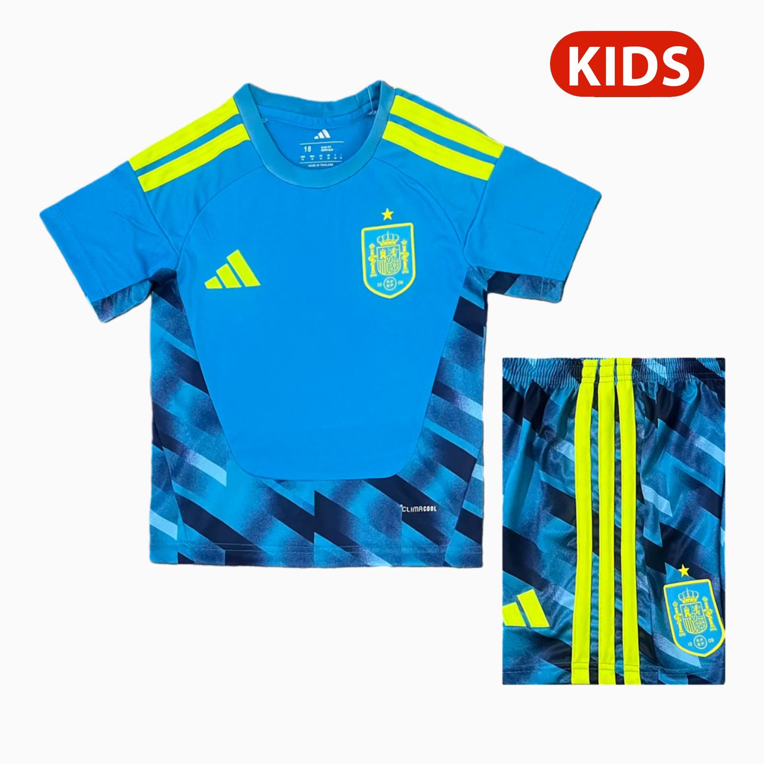 AlphaJersey-Spain 2026 Goalkeeper Blue Kids Kit