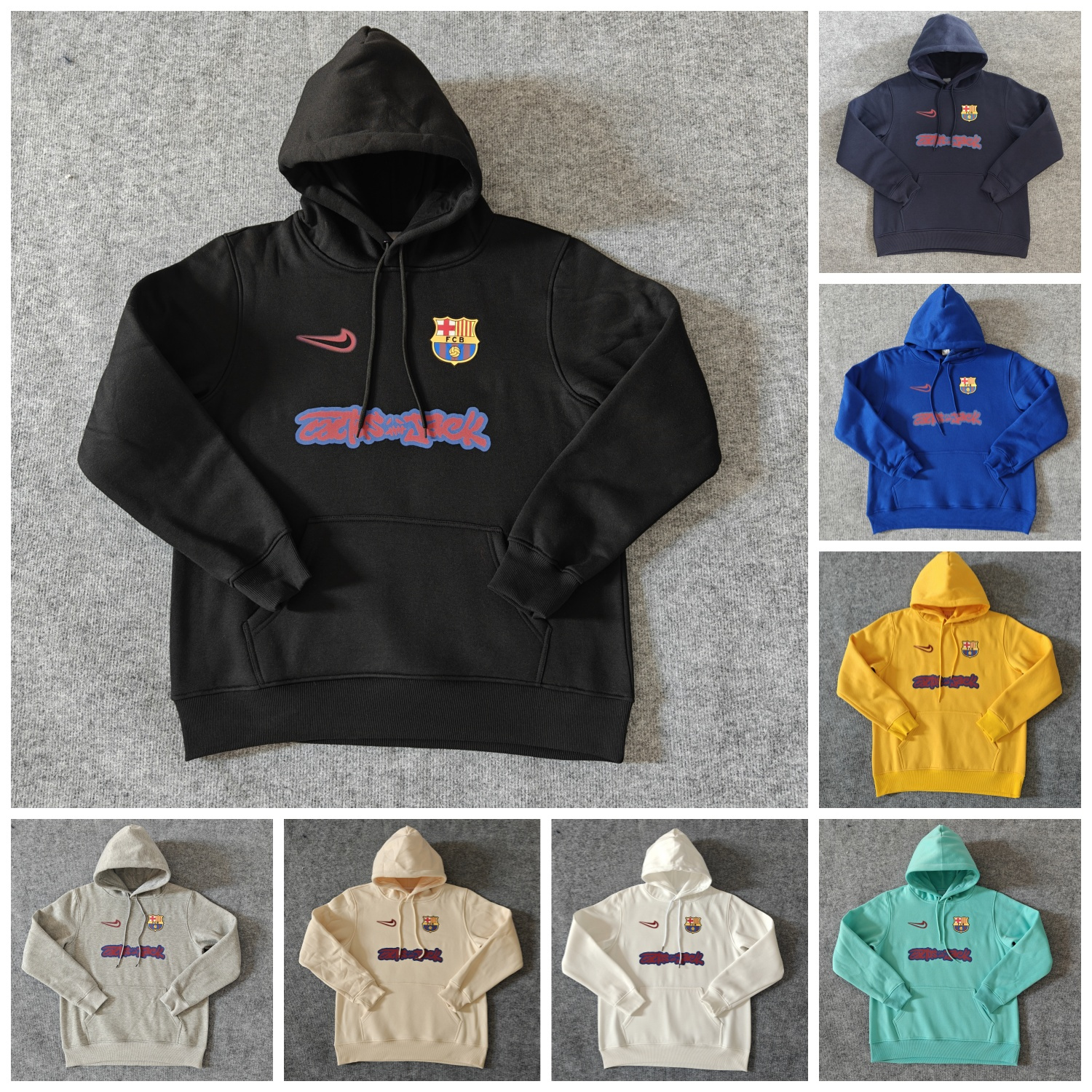 AlphaJersey-Barcelona x Travis Scott Team Logo On Both Sides Unisex Pullover Hoodie