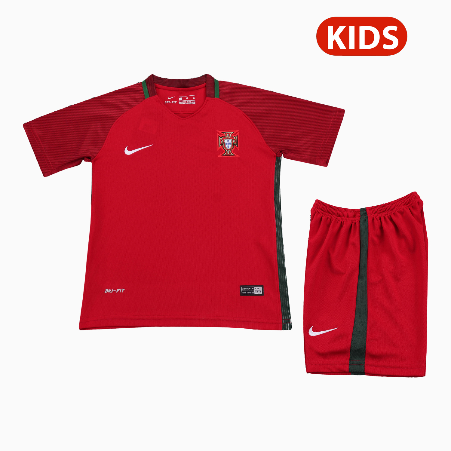 AlphaJersey-Retro Portugal 2016 Home Kids Kit