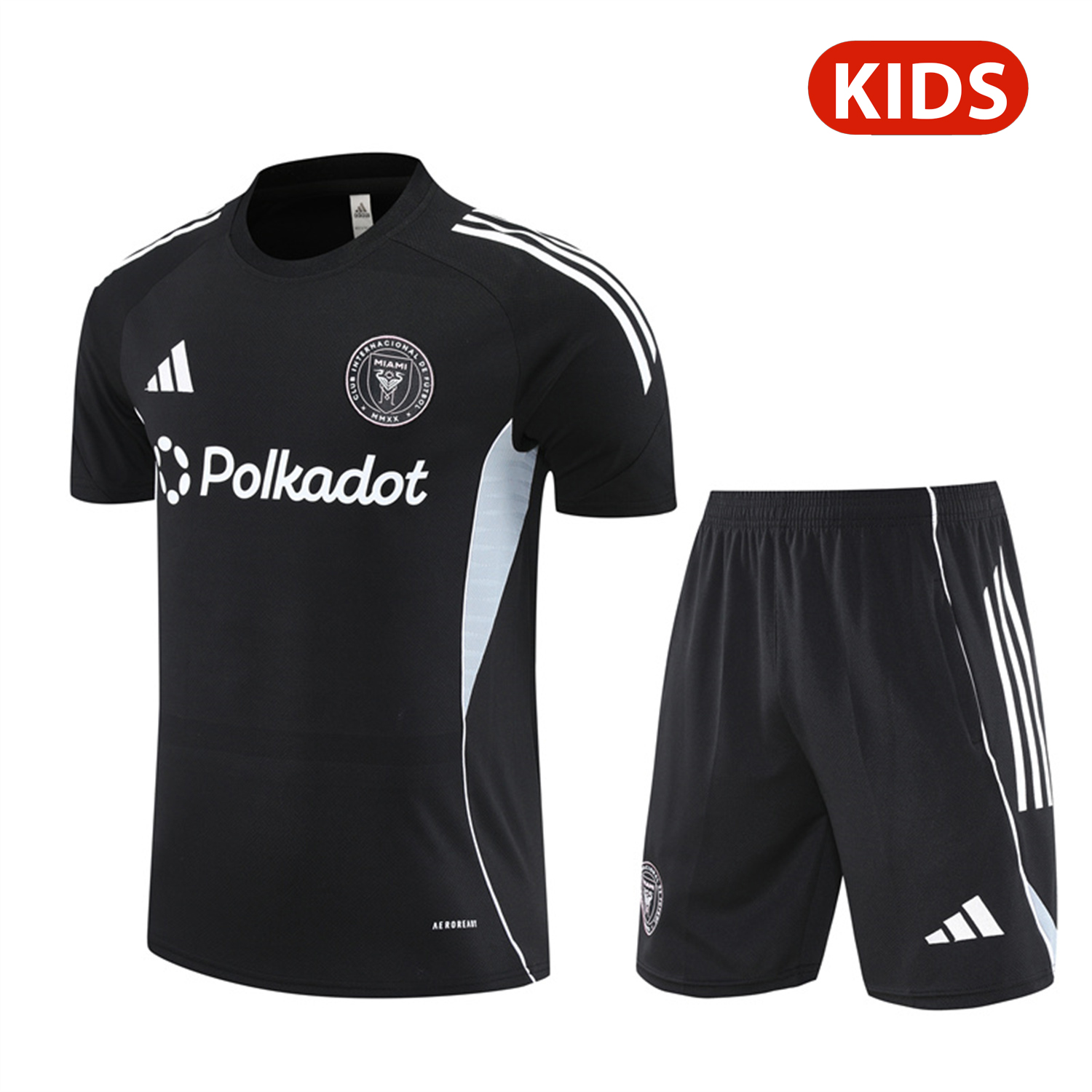 AlphaJersey-INT M.A.M 25-26 Kids Short-Sleeve Training Set - Black Top and Shorts
