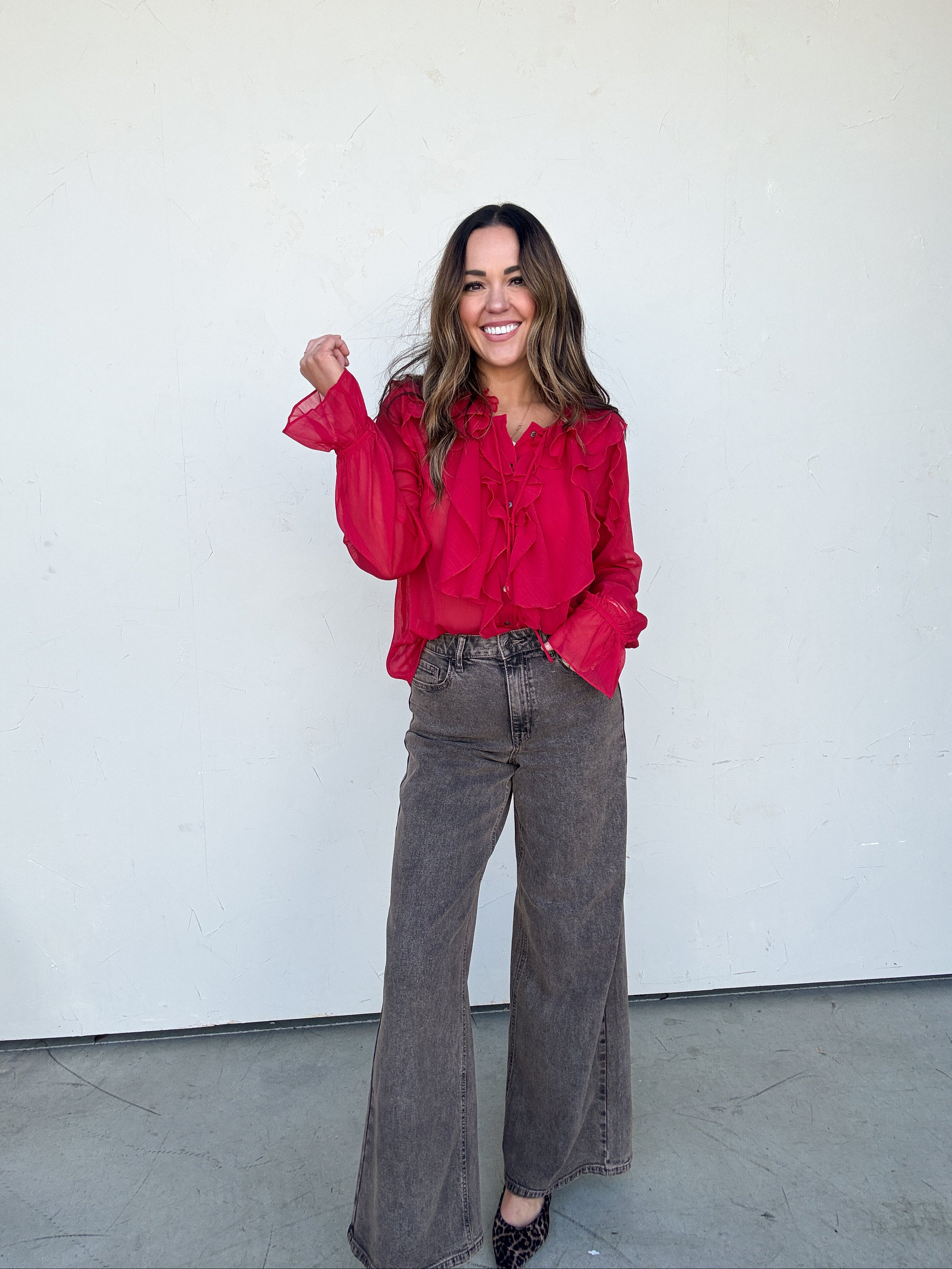 Washed Brown Wide Leg Denim | Elegant Women's Fashion by coolavocek