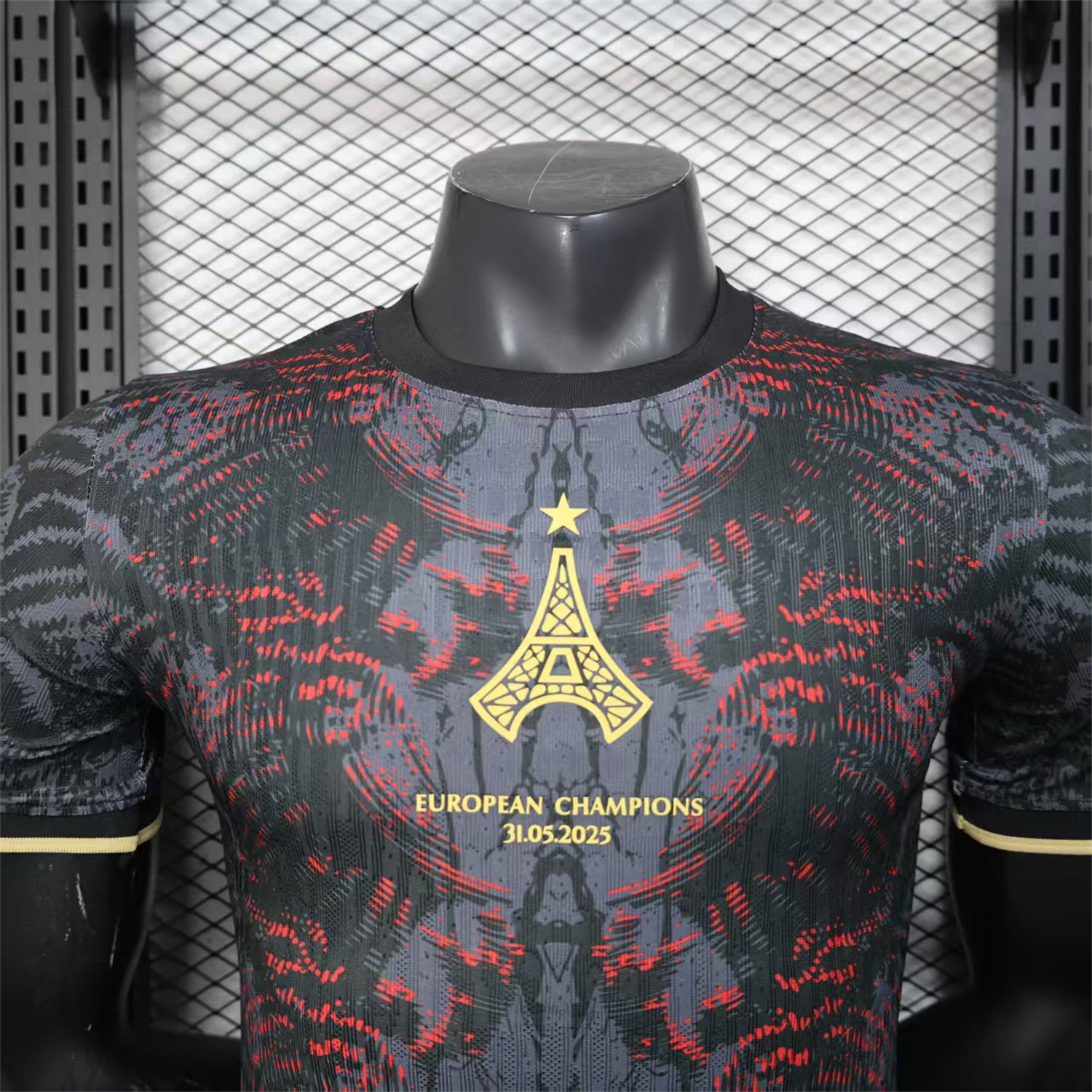 AlphaJersey-Paris Saint-Germain PSG 25-26 Champions League Commemorative Edition Black Red Eiffel Tower Jersey - Player Version