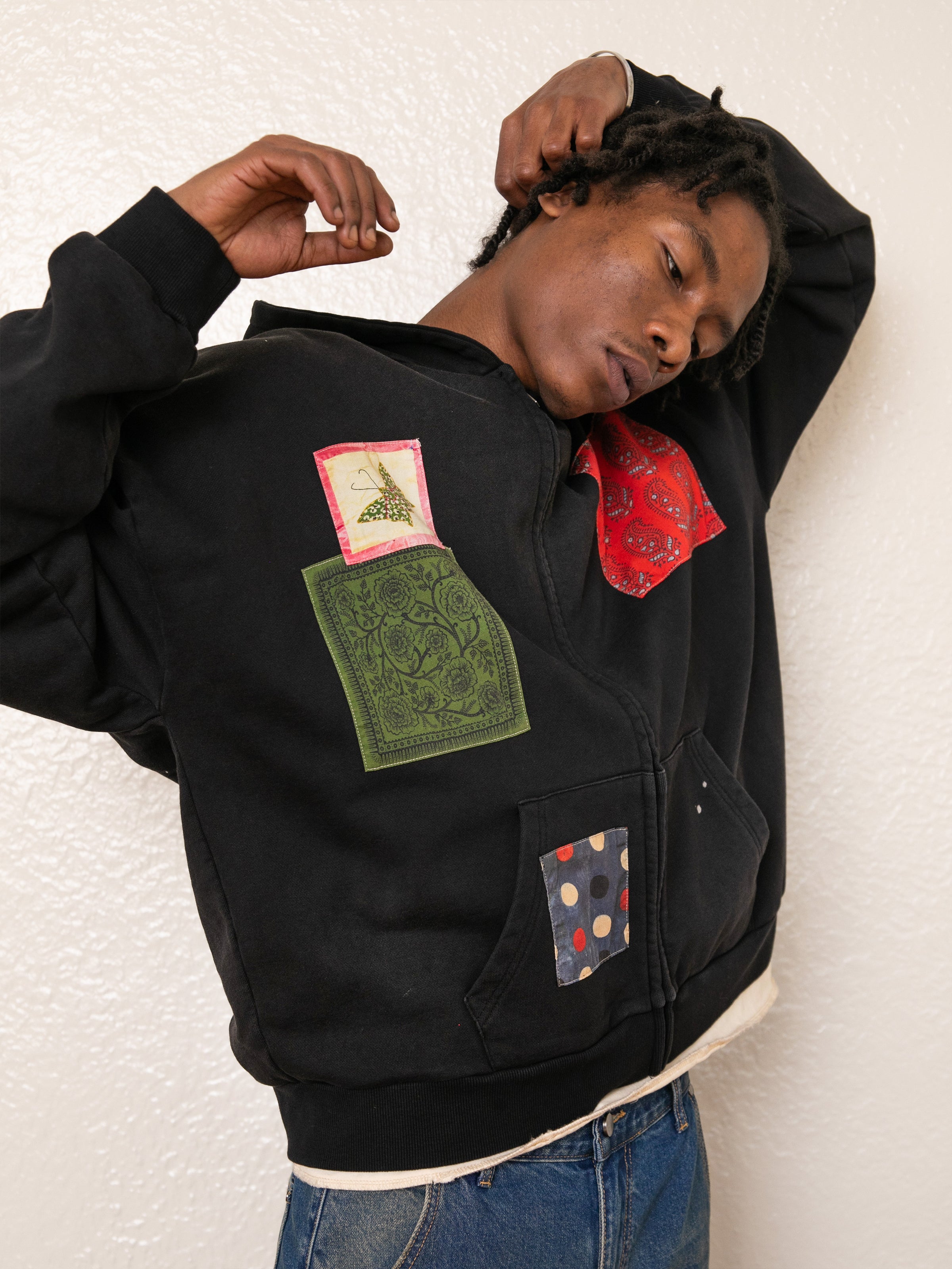 Tapestry Patchwork Zip Up Hoodie | Modern Menswear by yycbvcnbmmnbm