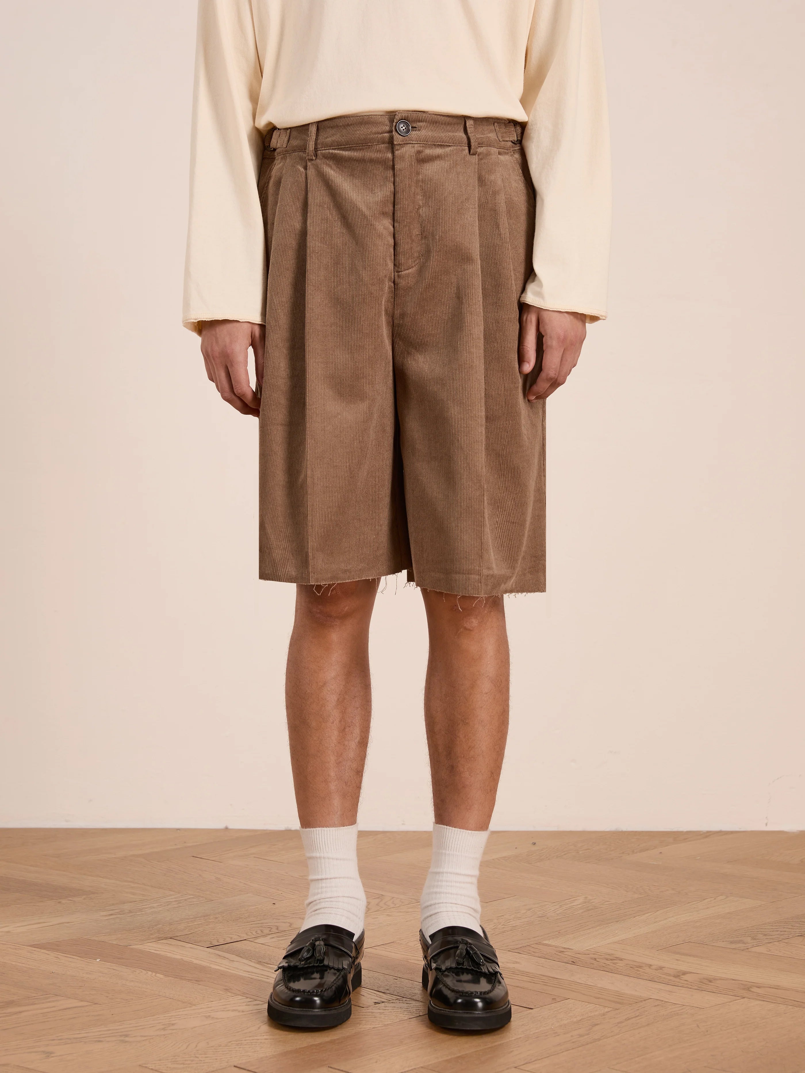 Corduroy Pleated Trouser Shorts | Modern Menswear by yycbvcnbmmnbm