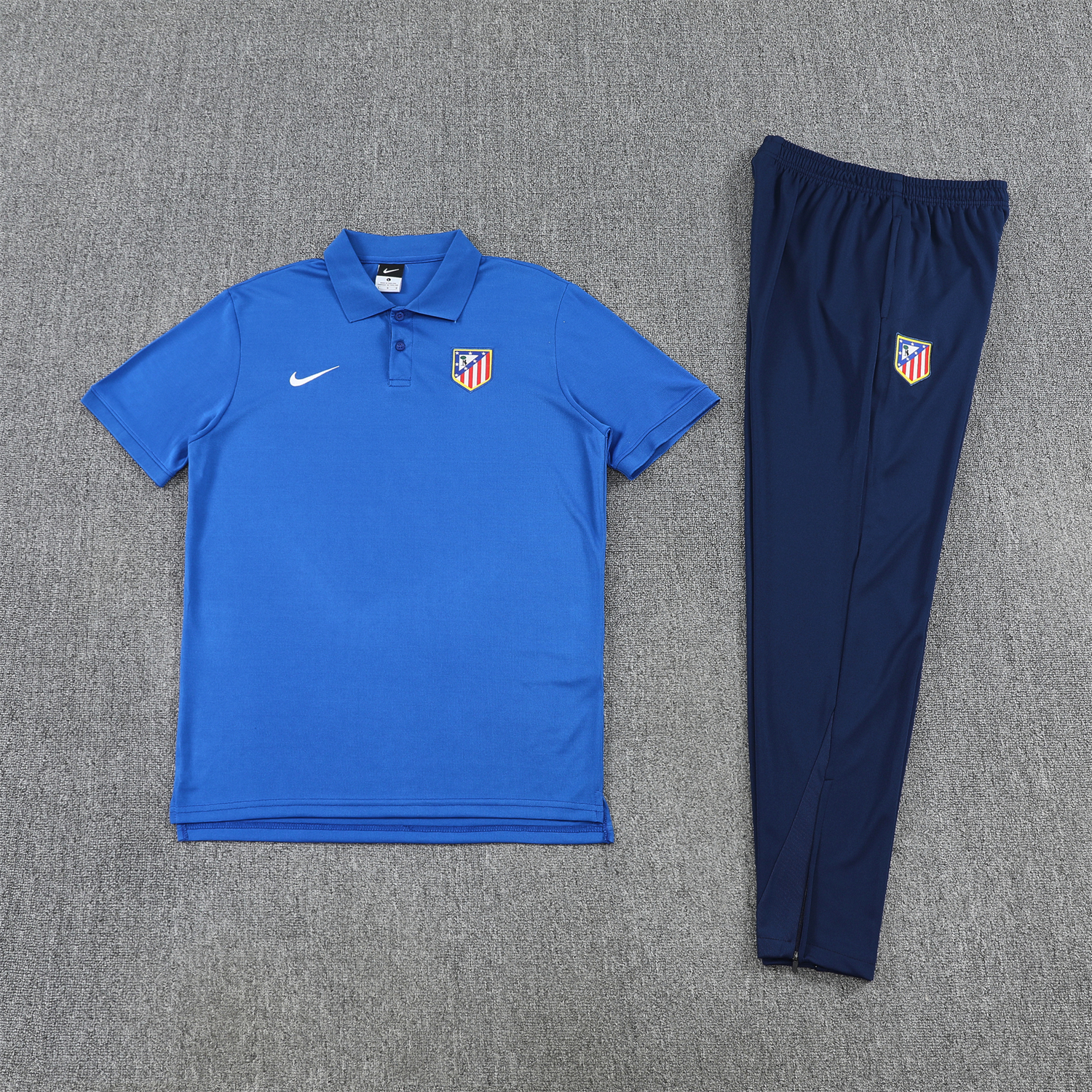 AlphaJersey-Atletico Madrid 25-26 POLO Short-Sleeve Training Set - Ocean Blue Top & Deep Blue Pants