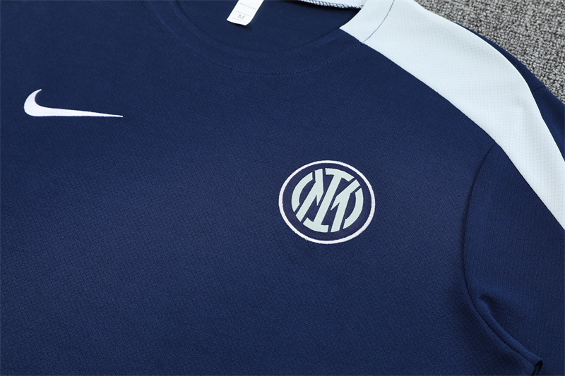 AlphaJersey-Inter Milan 25-26 Short-Sleeve Kids Training Set - Deep Blue Top & Deep Blue shorts