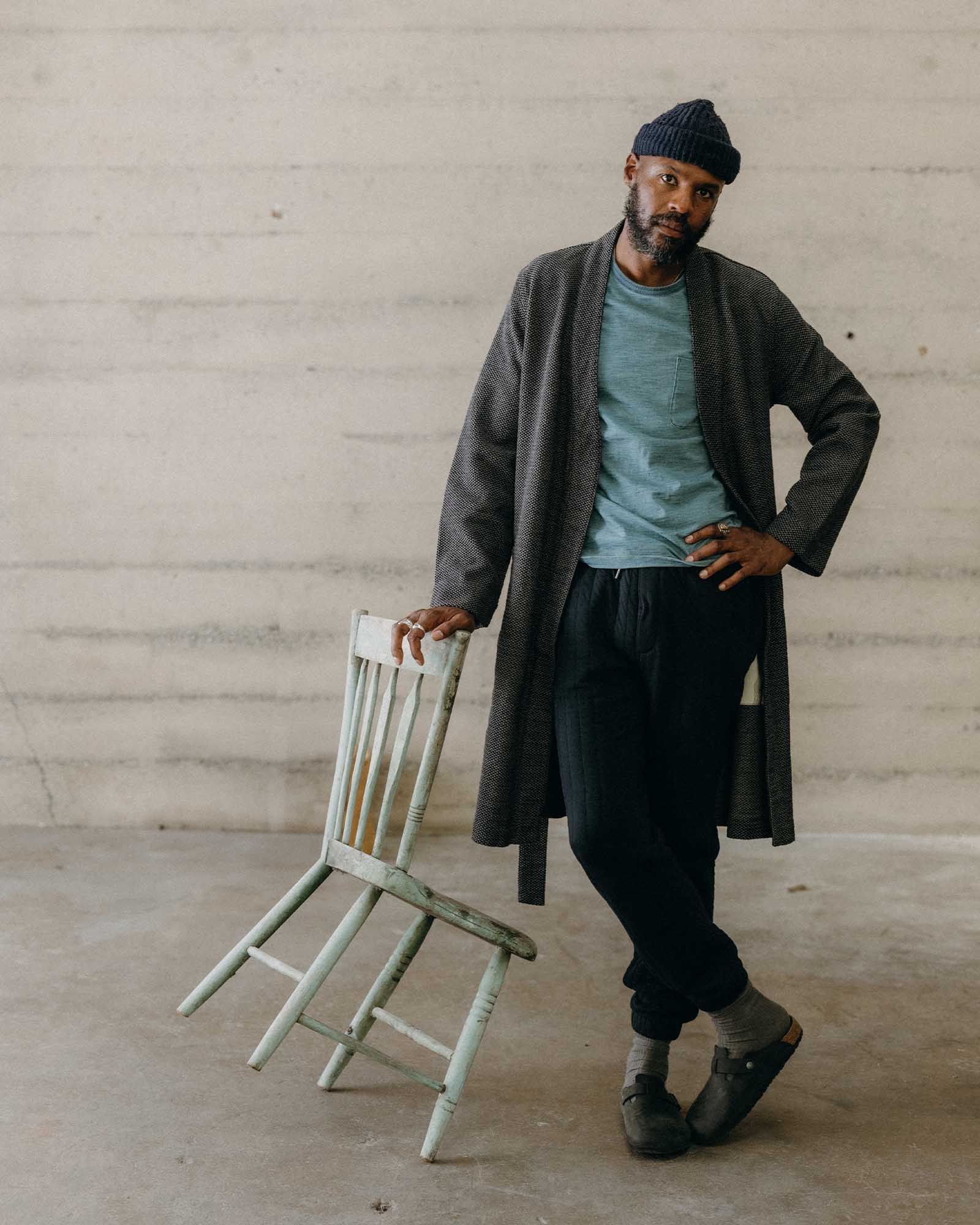 The Apres Robe in Charcoal Sashiko | Modern Menswear by yycbvcnbmmnbm
