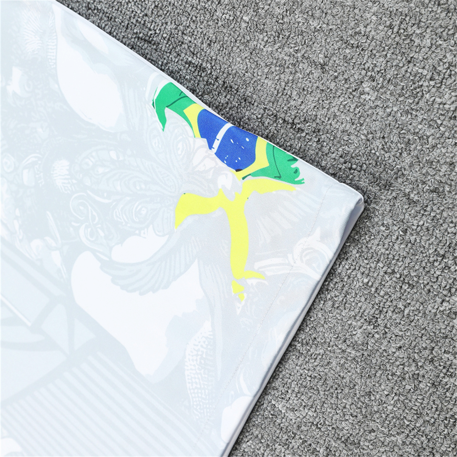 AlphaJersey-Brazil 25-26 White Jesus Statue Short-Sleeve Training Set - White Top & Black Shorts