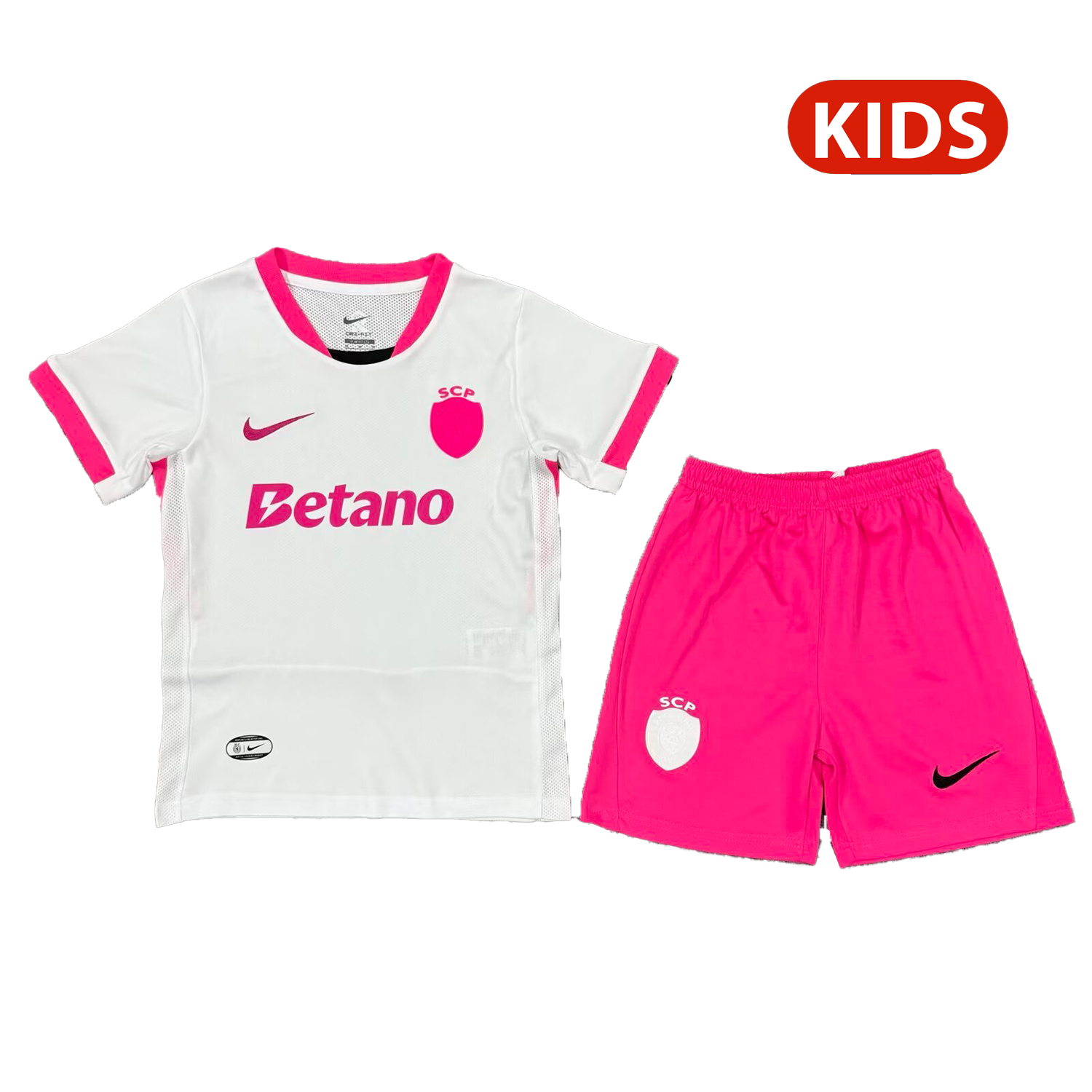 AlphaJersey-Sporting CP 25-26 Pink And White Special Kids Kit