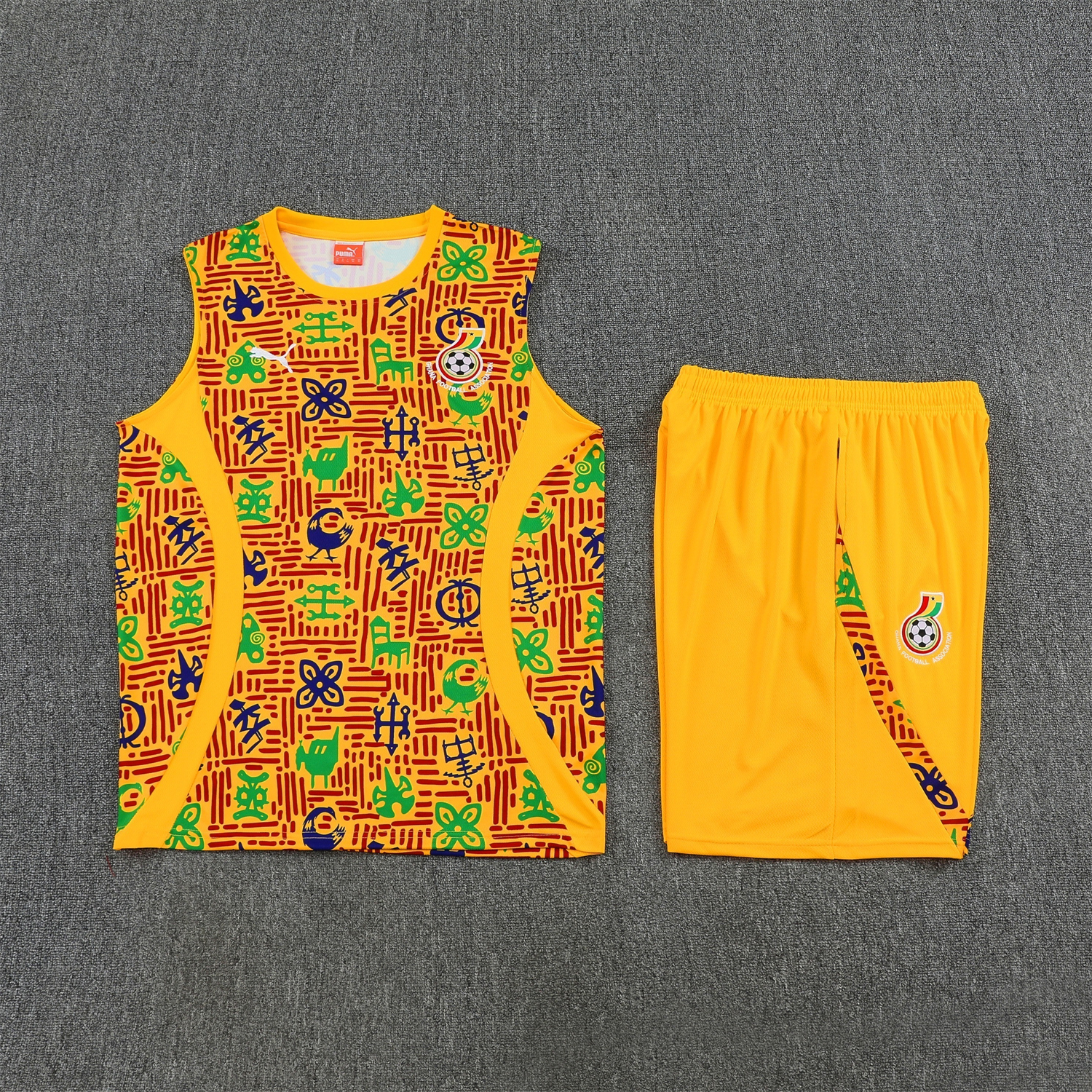 AlphaJersey-Ghana 2026 Vest Training Set - Yellow Vest and Shorts