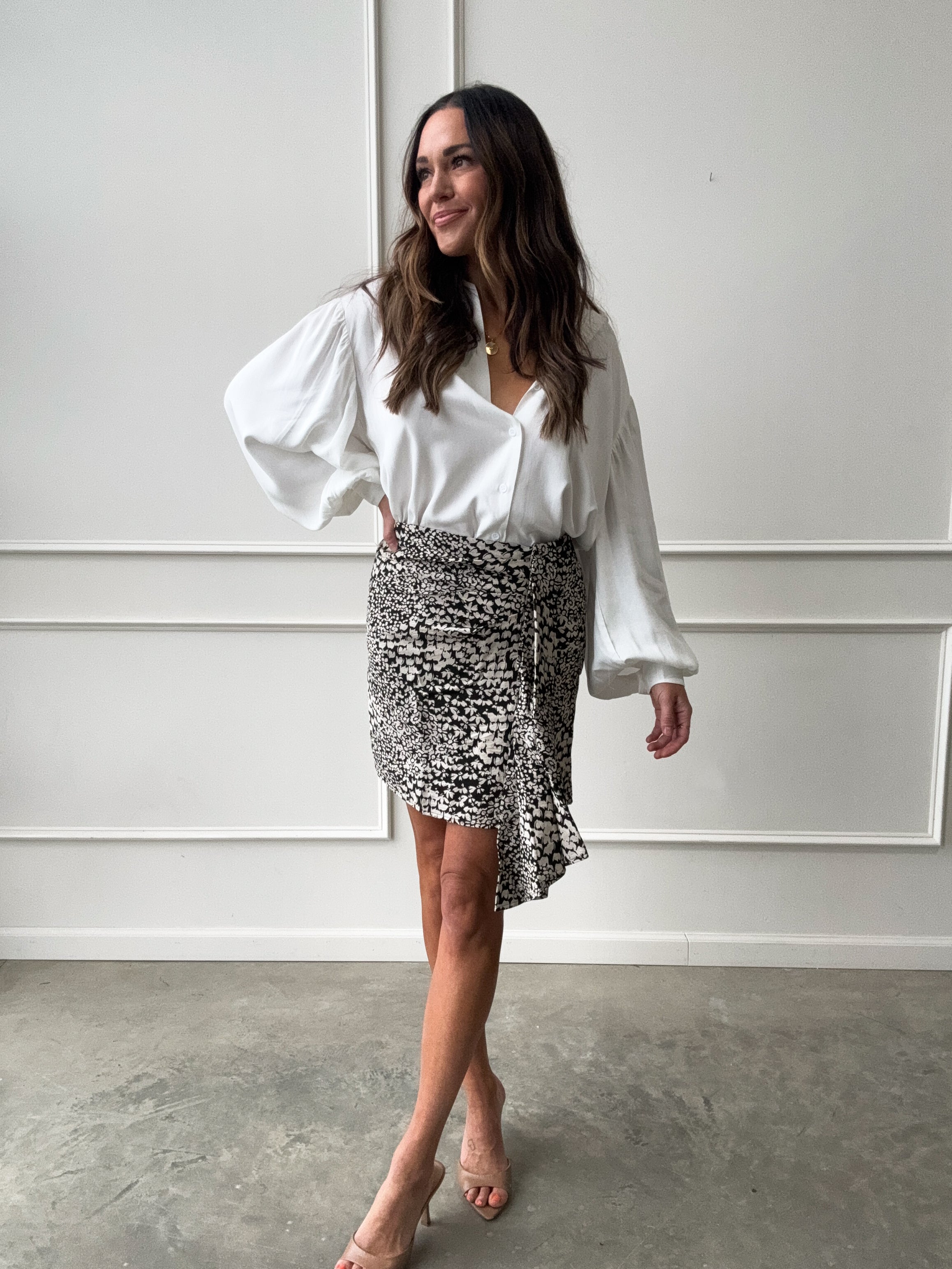 Black Floral Skirt with Ruffle | Elegant Women's Fashion by coolavocek