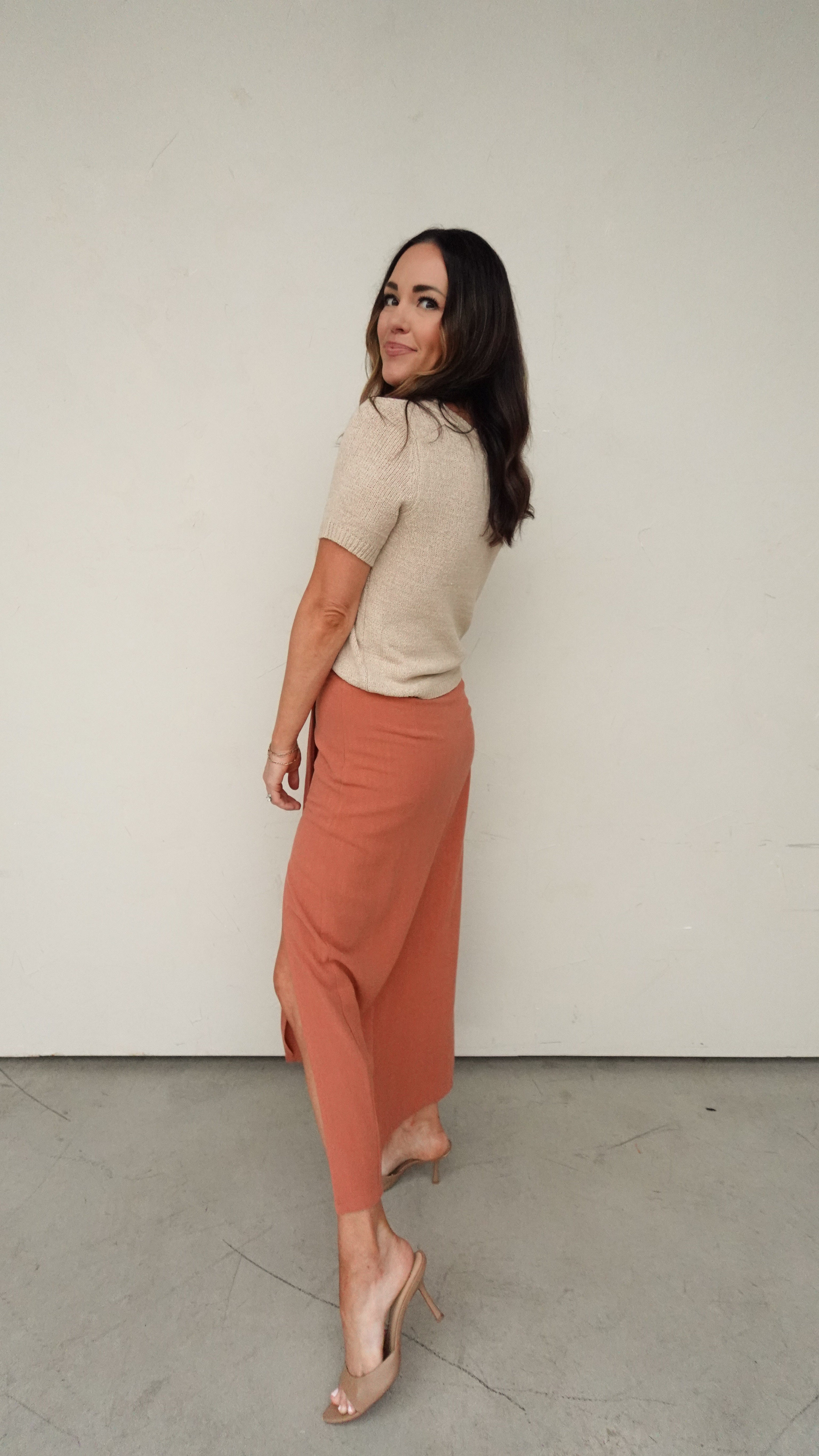 Rust Linen Wrap Skirt | Elegant Women's Fashion by coolavocek