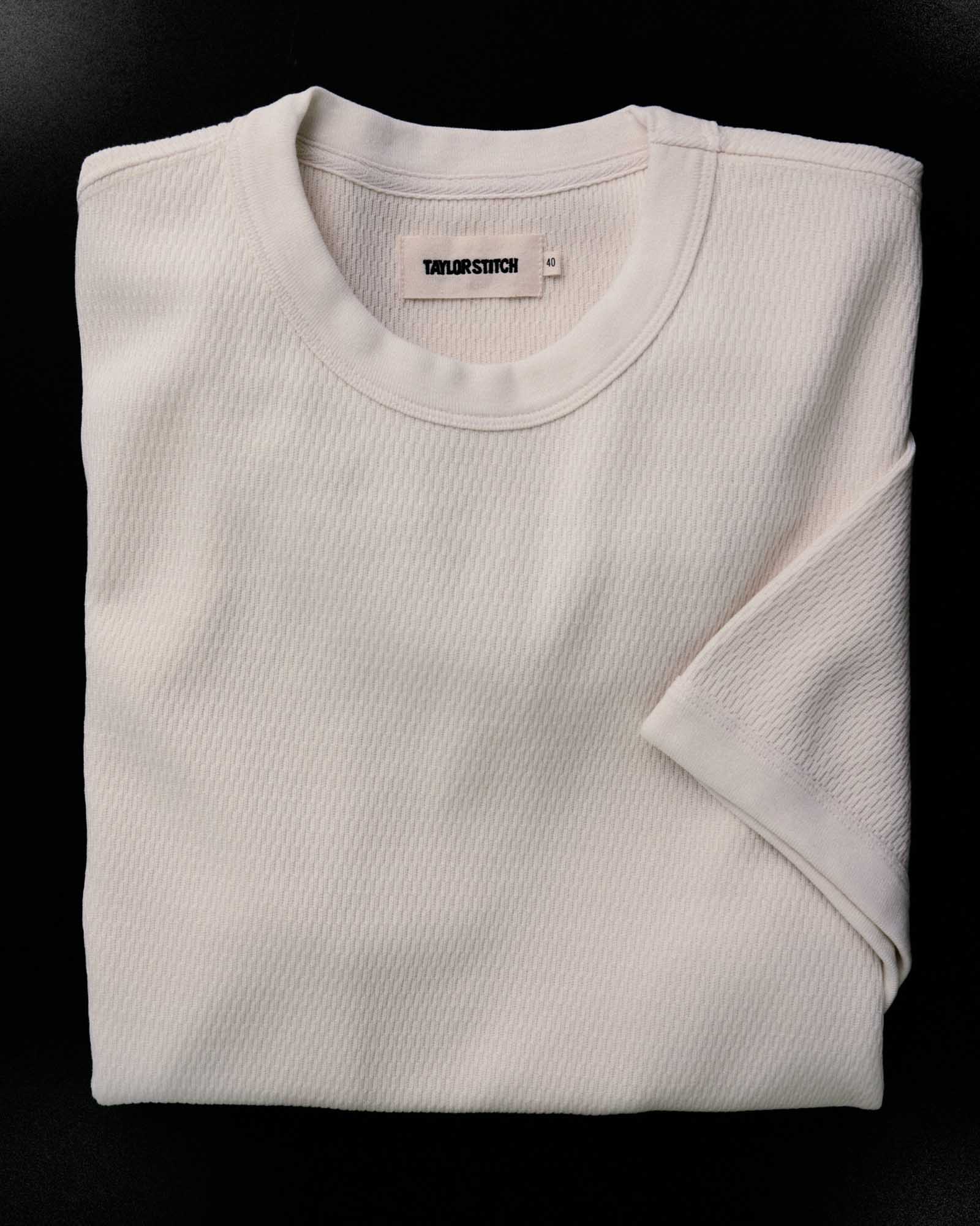 The Organic Cotton Short Sleeve Crew in Vintage White Waffle | Modern Menswear by yycbvcnbmmnbm