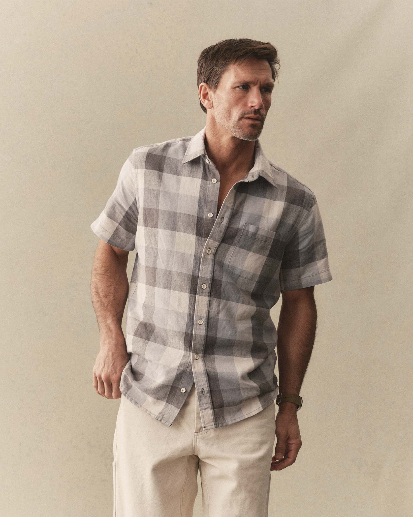 The Short Sleeve California in Overcast Check Hemp | Modern Menswear by yycbvcnbmmnbm