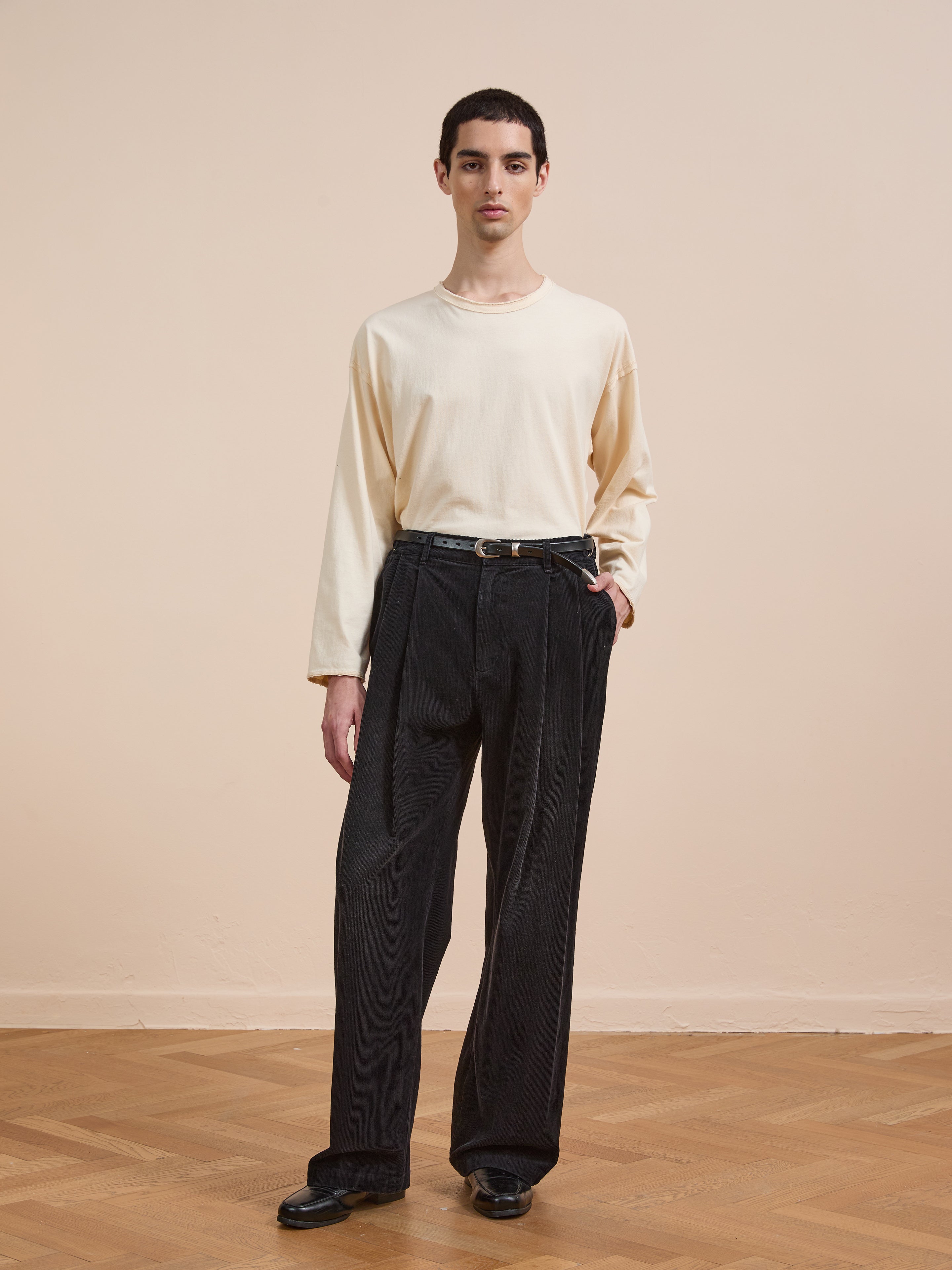 Faded Pleated Corduroy Pants | Modern Menswear by yycbvcnbmmnbm