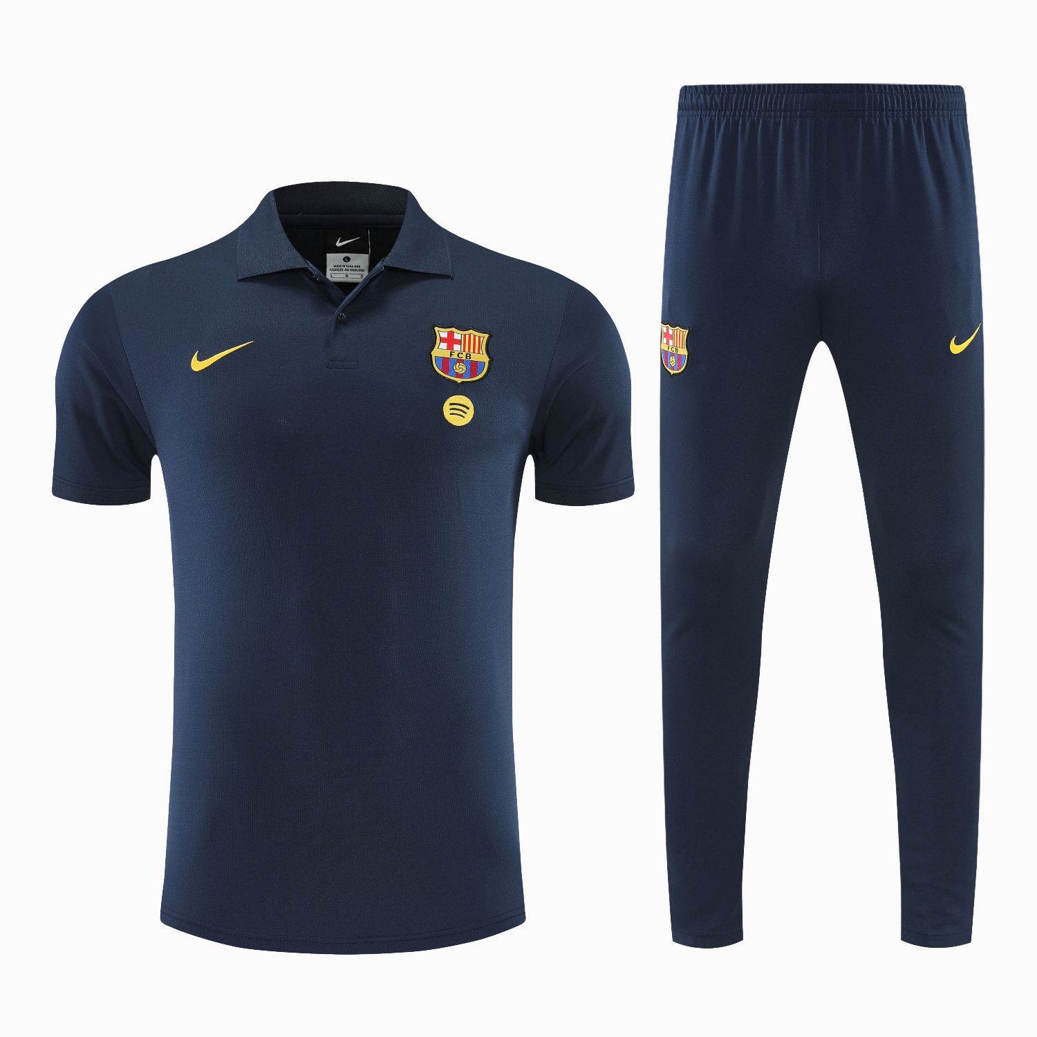 AlphaJersey-Barcelona 25-26 POLO Short-Sleeve Training Set - Dark Blue Top and Pants