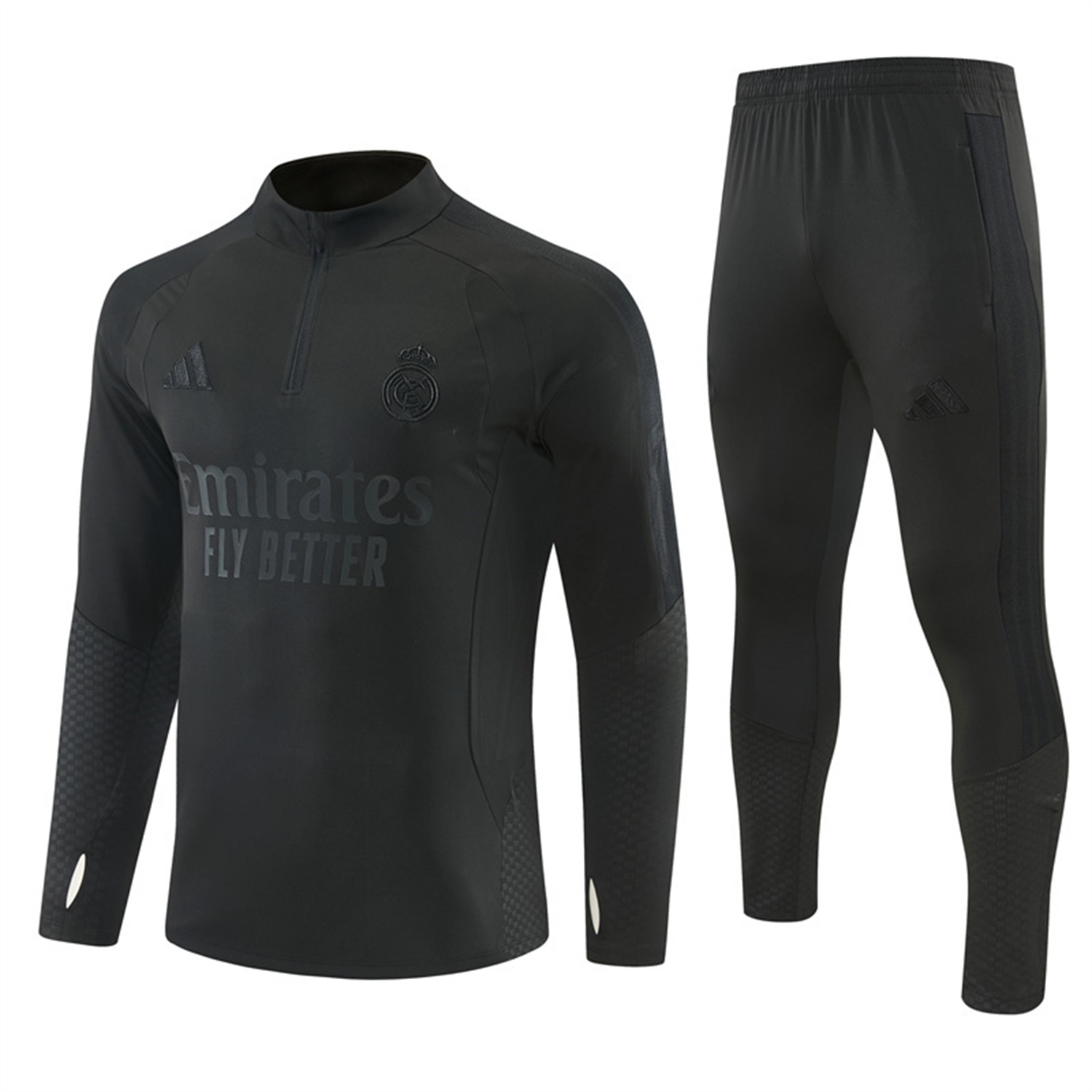 AlphaJersey-Real Madrid 26-27 Long Sleeves Training Set - Pure Black Top And Pants
