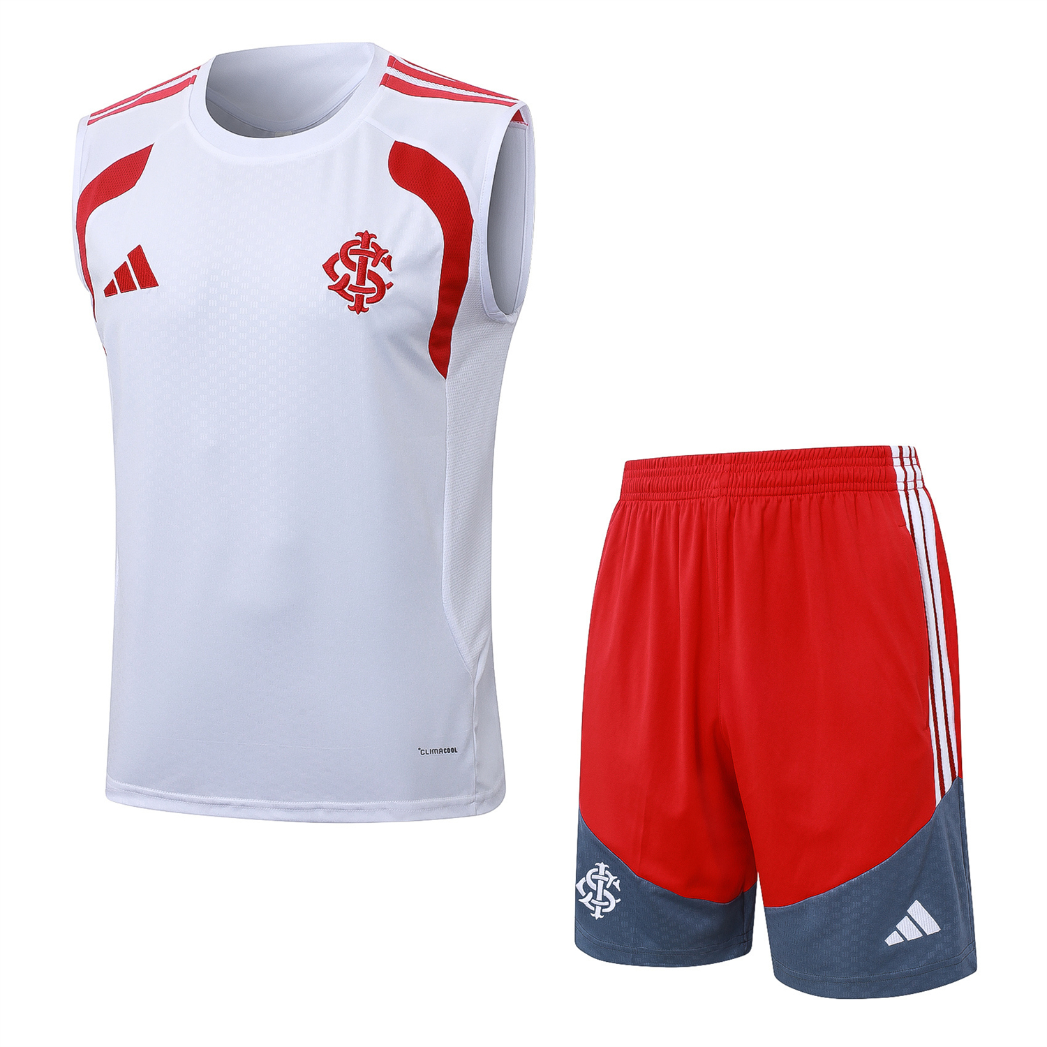 AlphaJersey-SC Internacional 2026 Vest Training Set - White Vest and Red Shorts