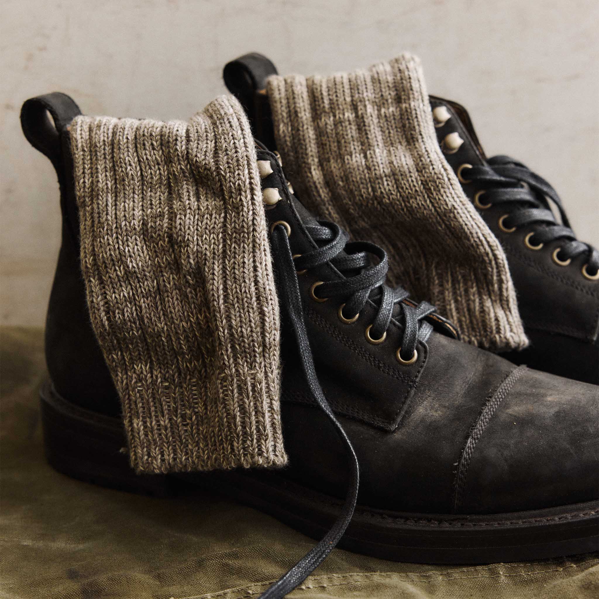 The Camp Sock in Marled Smoked Olive | Modern Menswear by yycbvcnbmmnbm