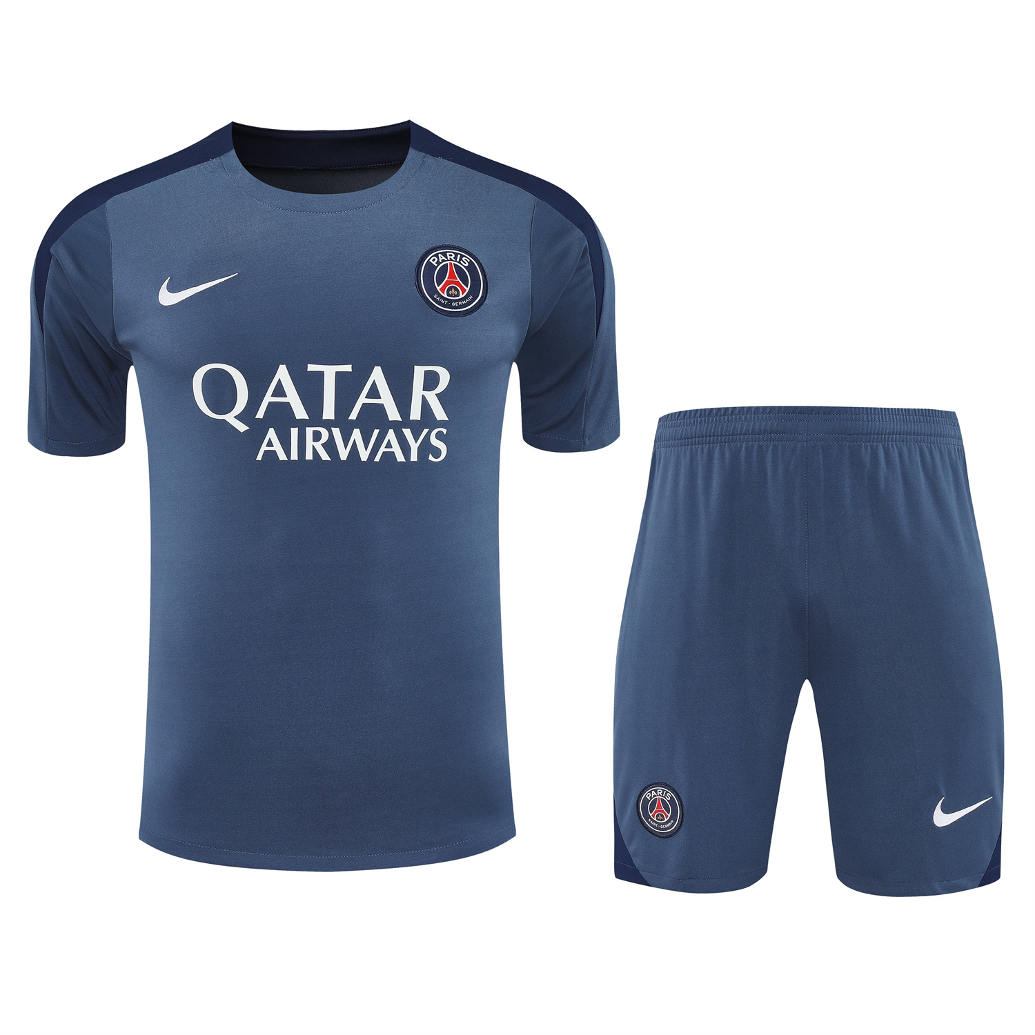 AlphaJersey-Paris Saint-Germain PSG 25-26 Short-Sleeve Training Set - Deep Blue Top & Deep Blue Shorts