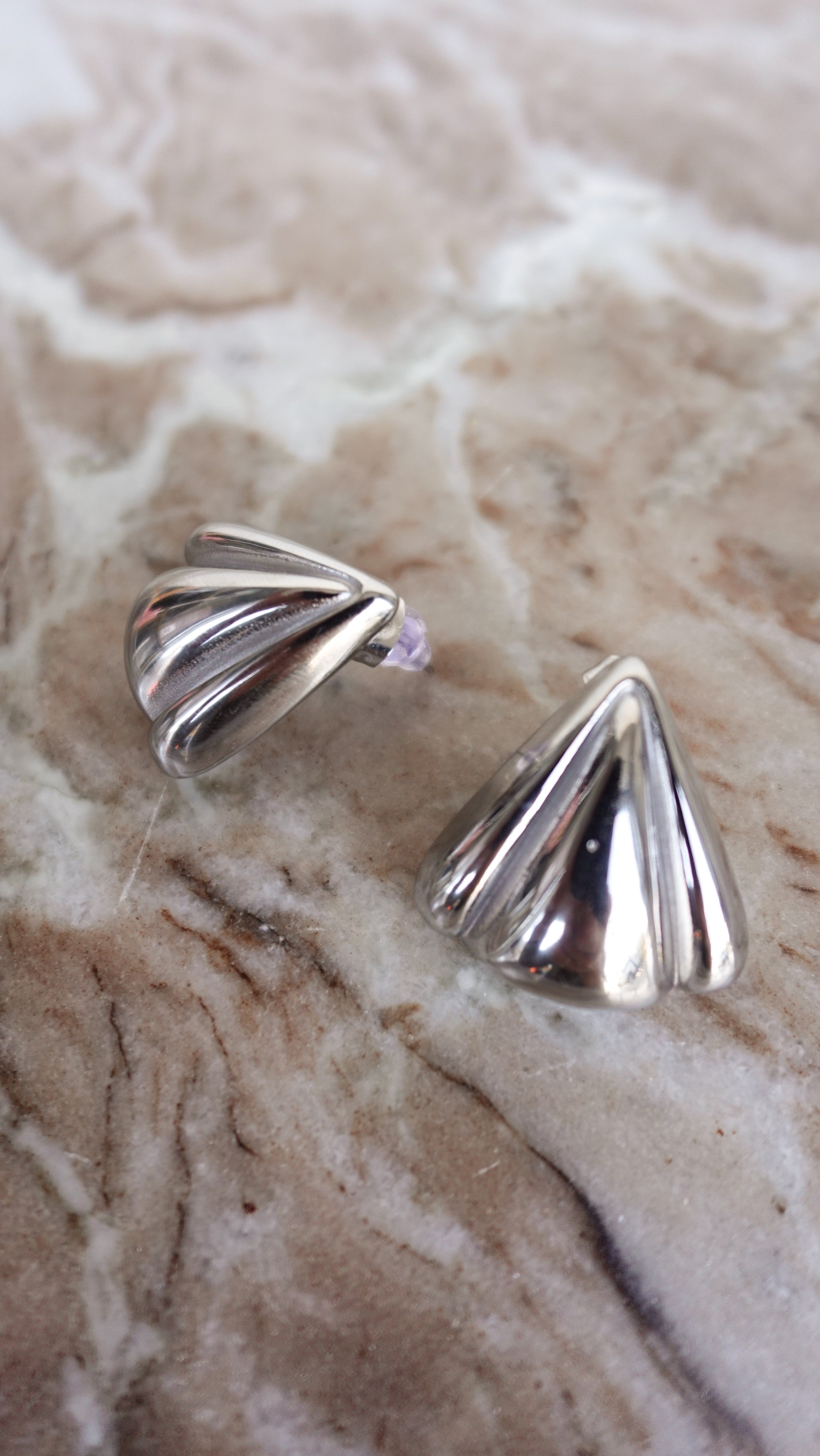 Silver Triangle Stud Earrings | Elegant Women's Fashion by coolavocek