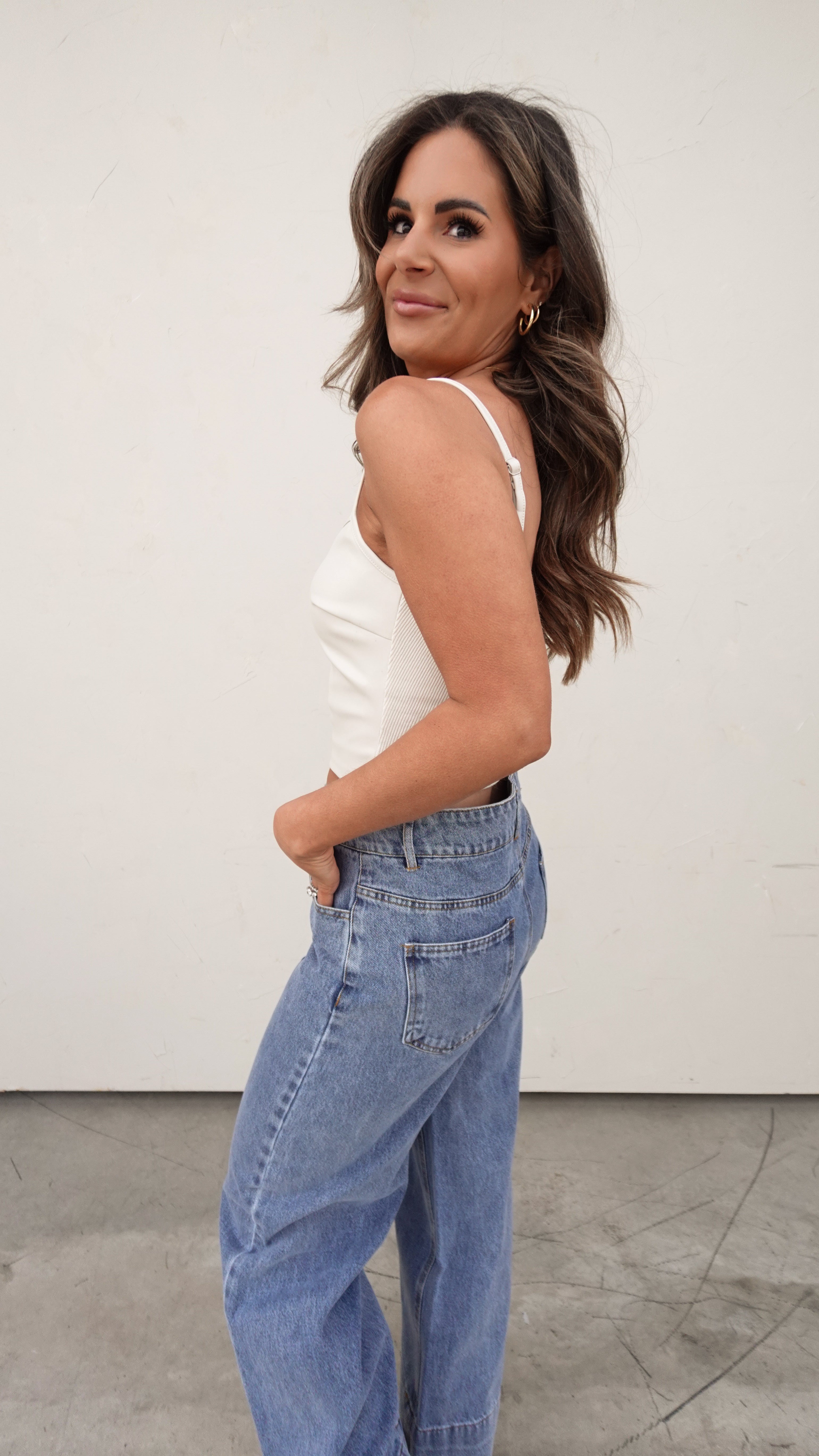 Bone Faux Leather Cropped Tank | Elegant Women's Fashion by coolavocek