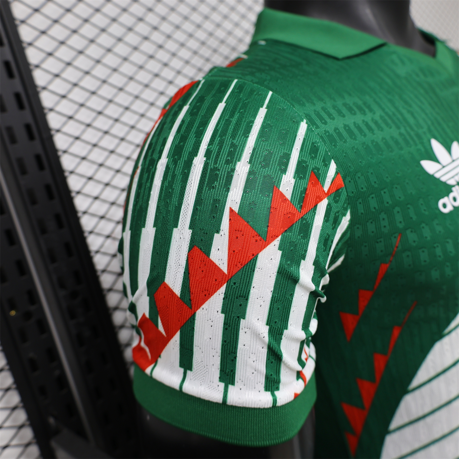 AlphaJersey-Mexico 2026 Red-White Stripes Green Special Jersey - Player Version