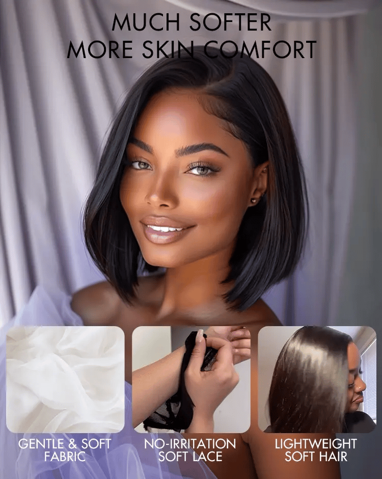 AiryFit™ Scalp Care Wigs -Salt and Pepper Glueless Minimalist HD Lace Bob Wig Pre-Cut Lace - US Only