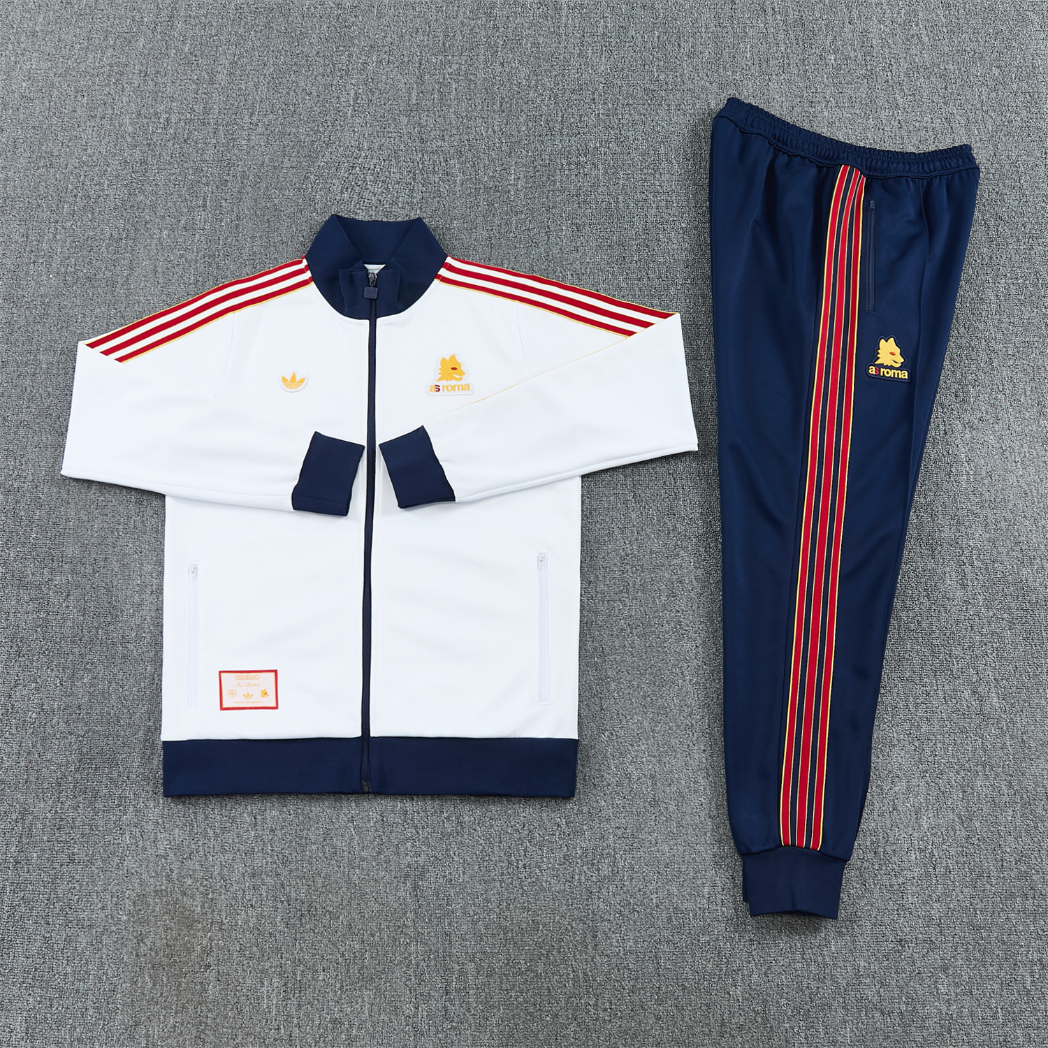 AlphaJersey-AS Roma 25-26 Originals LFSTLR Jacket Training Tracksuit - White Top and Blue Pant