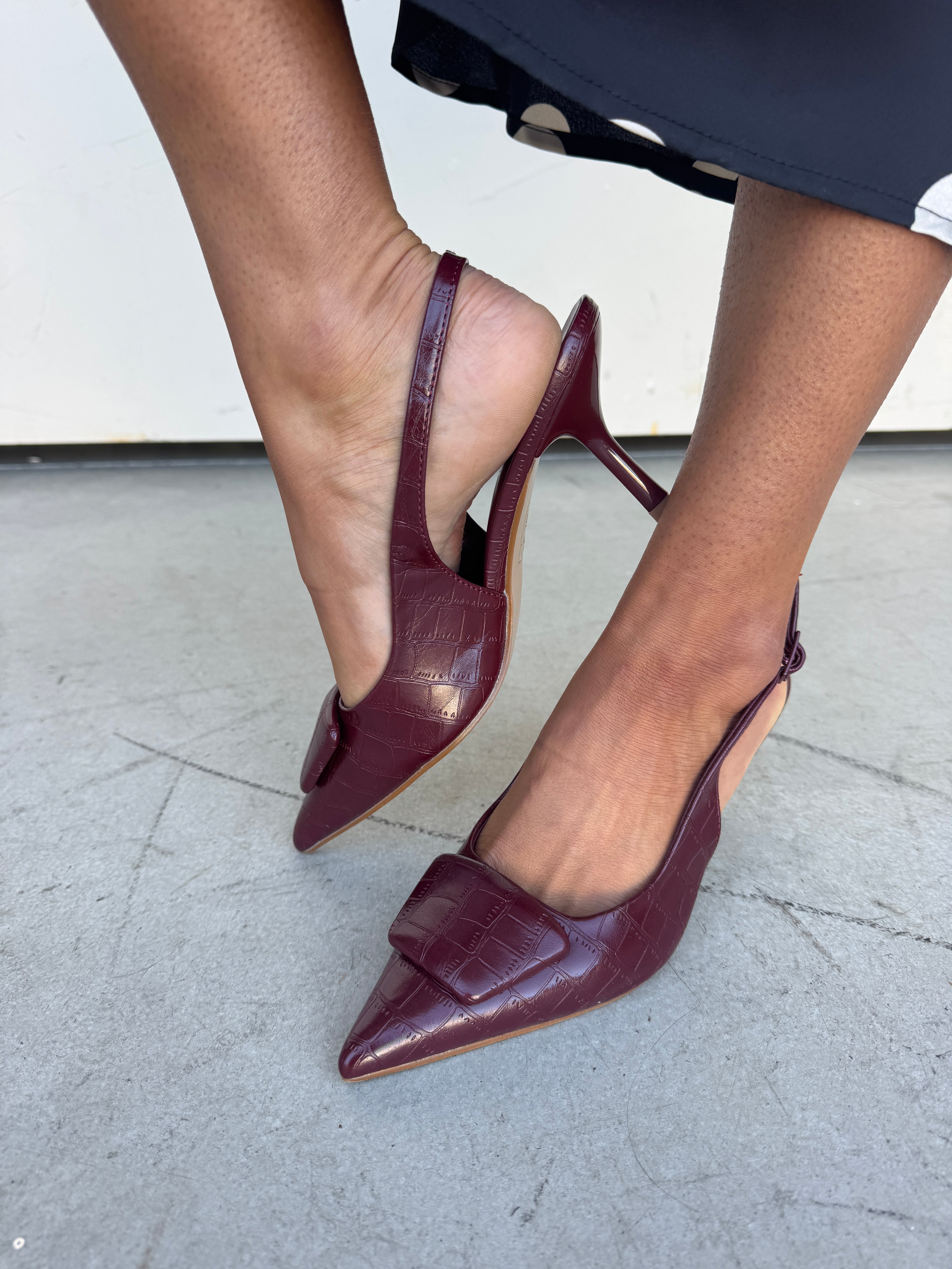 Wine Red Slingback Kitten Heel | Elegant Women's Fashion by coolavocek