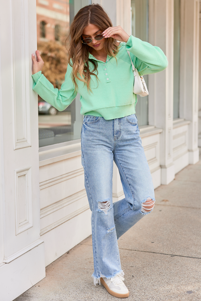 Casey Mint Henley Pullover | Elegant Women's Fashion by coolavocek