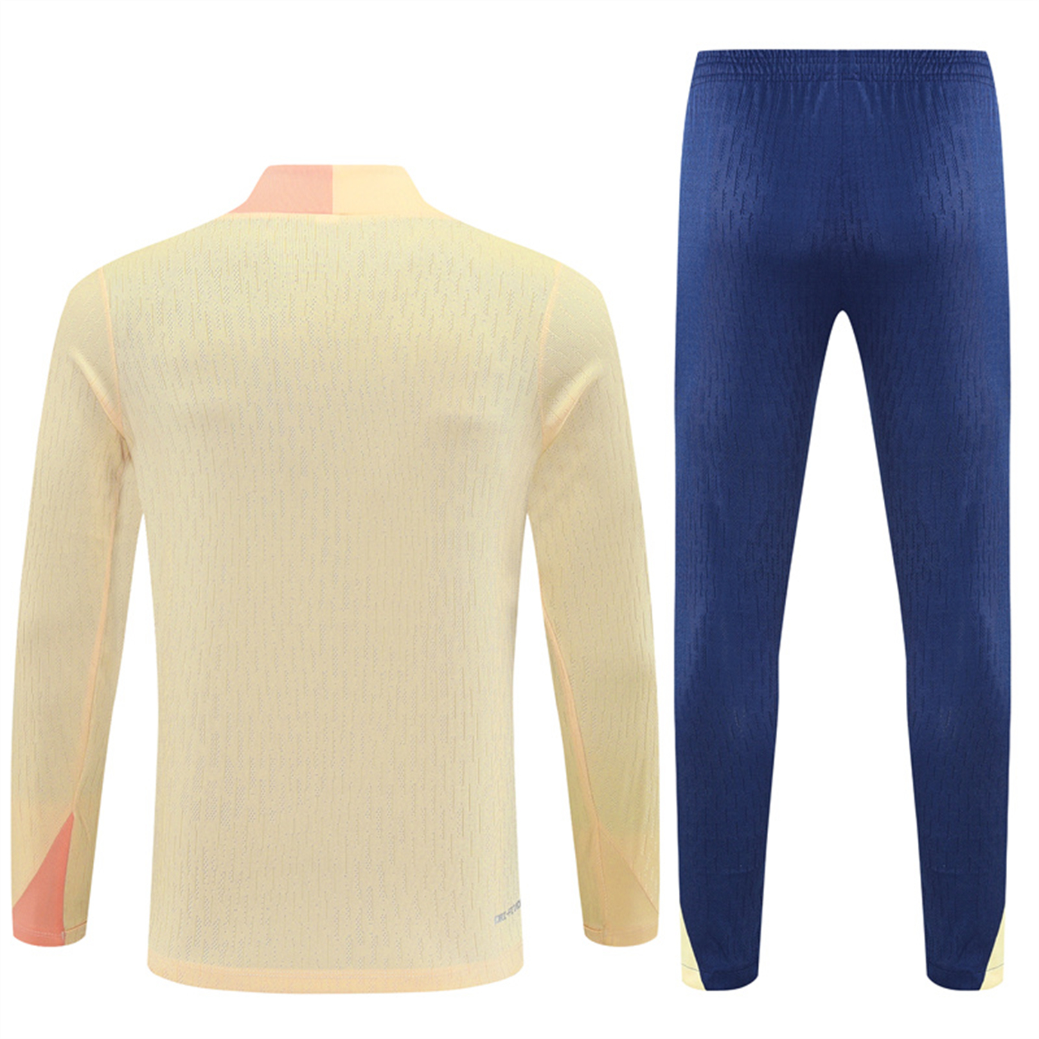 AlphaJersey-Barcelona 25-26 Kids Long Sleeve Training Set - Player Version - Light Yellow Top and Blue Pants