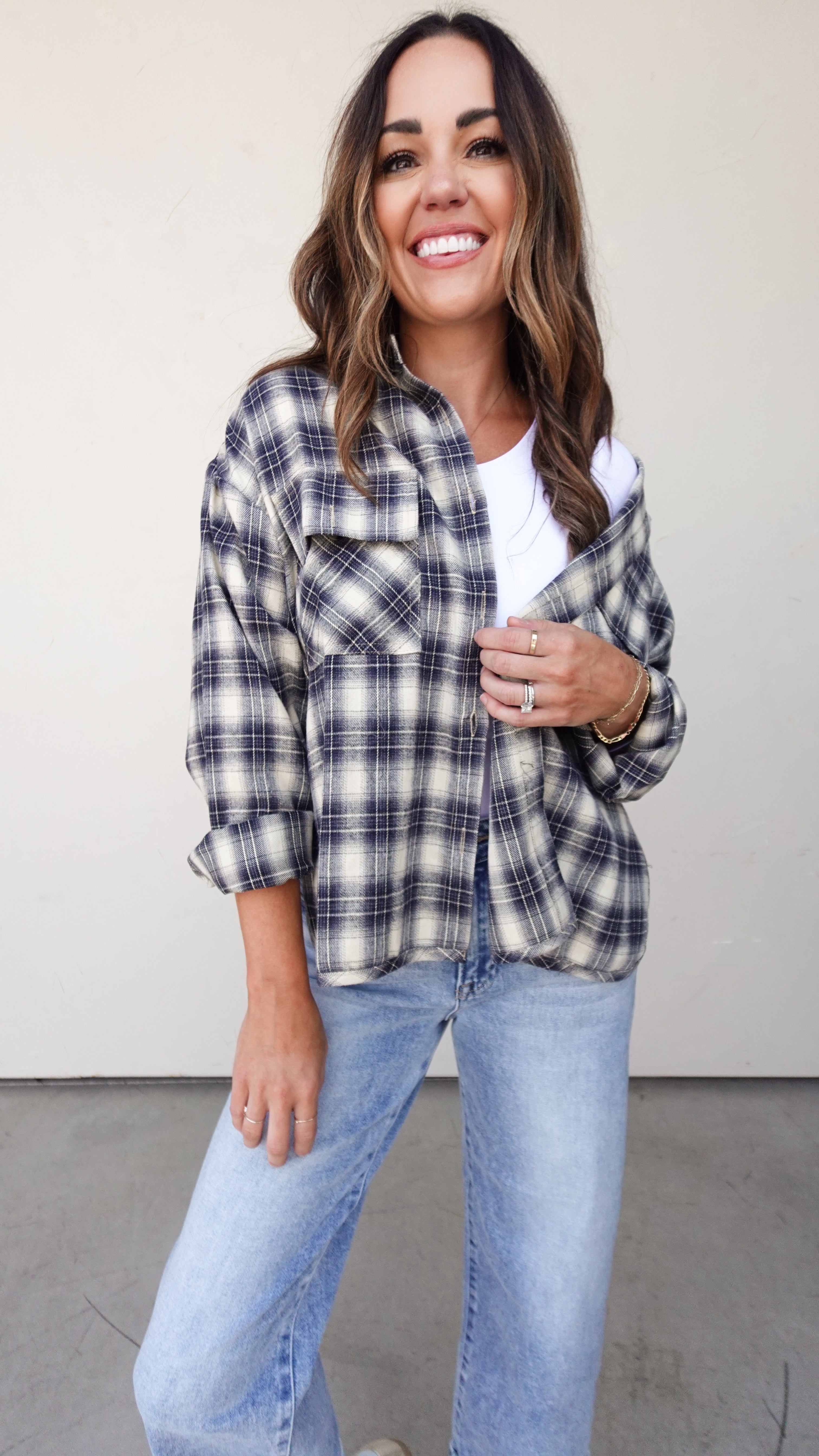 Navy Plaid Flannel | Elegant Women's Fashion by coolavocek