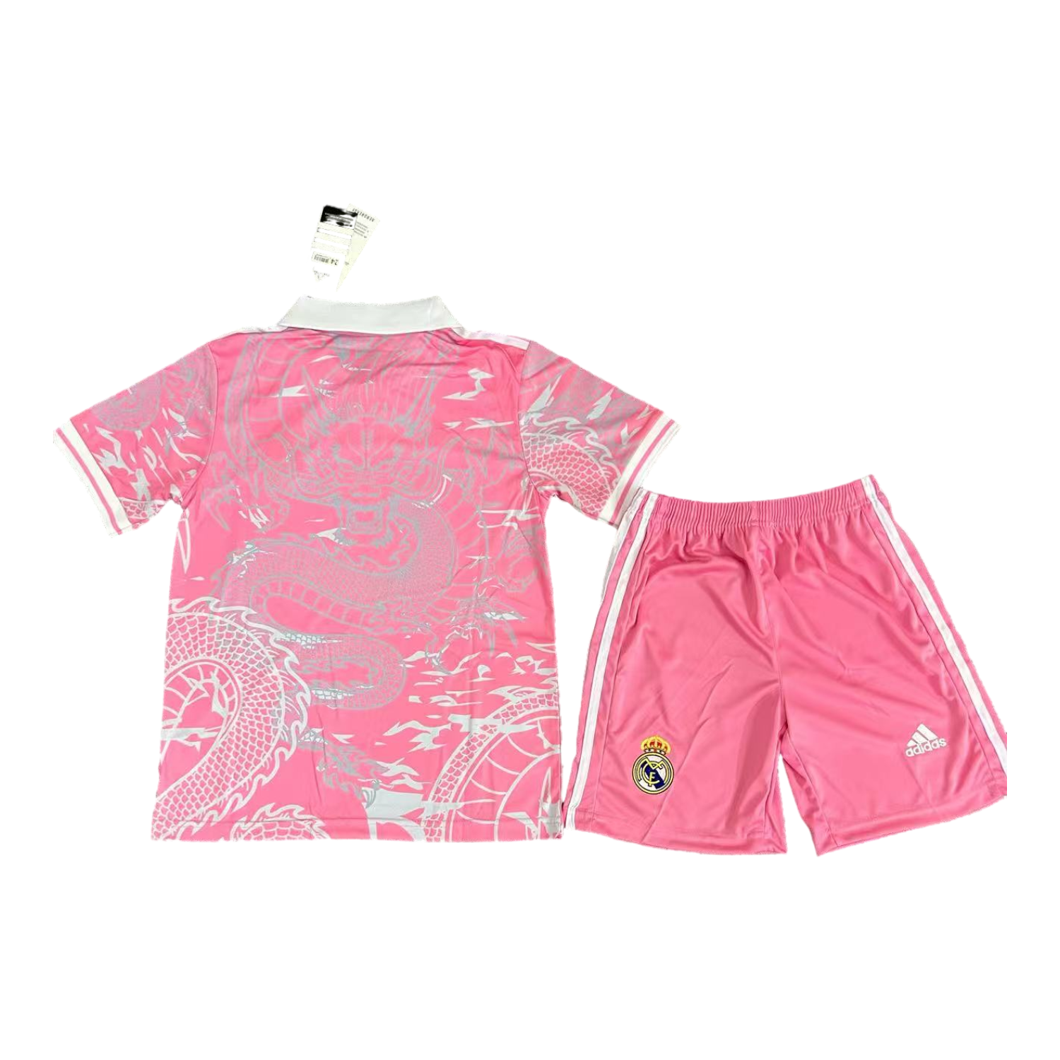 AlphaJersey-Real Madrid 25-26 White Dragon Pink Special Polo Kids Kit