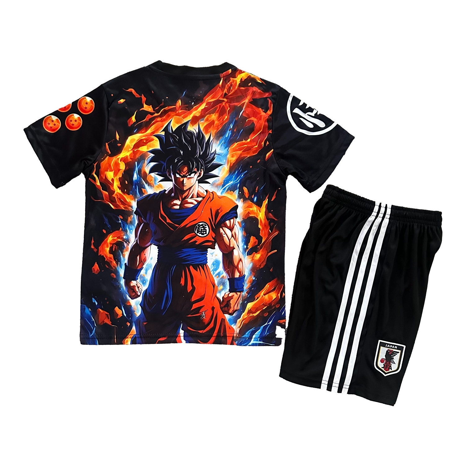 AlphaJersey-Japan 25-26 Red Blue Flame Son Goku Special Kids Kit