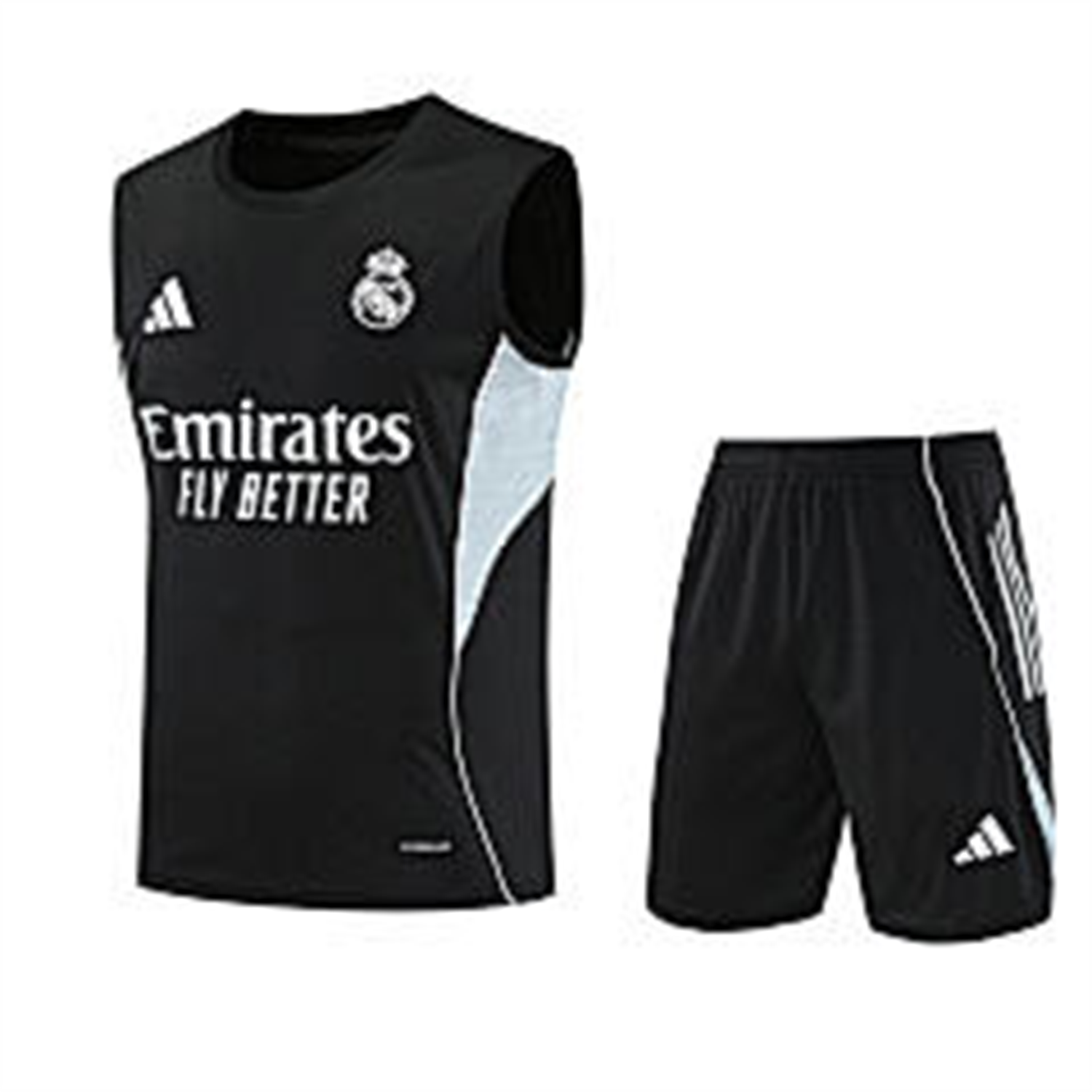 AlphaJersey-Real Madrid 25-26 Vest Training Set - Black And Light Grey Vest & Black Shorts