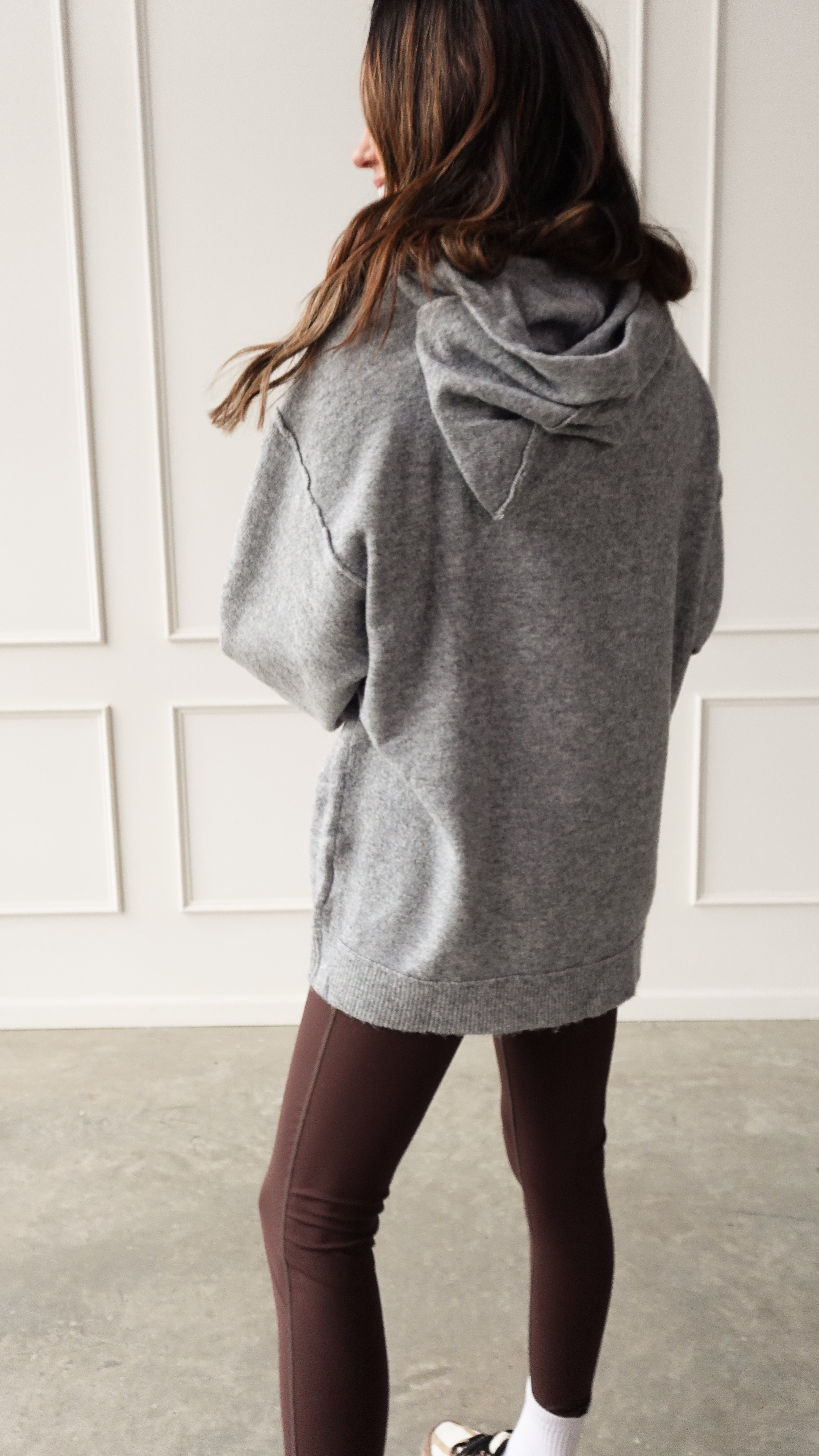 Gray Oversized Knit Hoodie | Elegant Women's Fashion by coolavocek