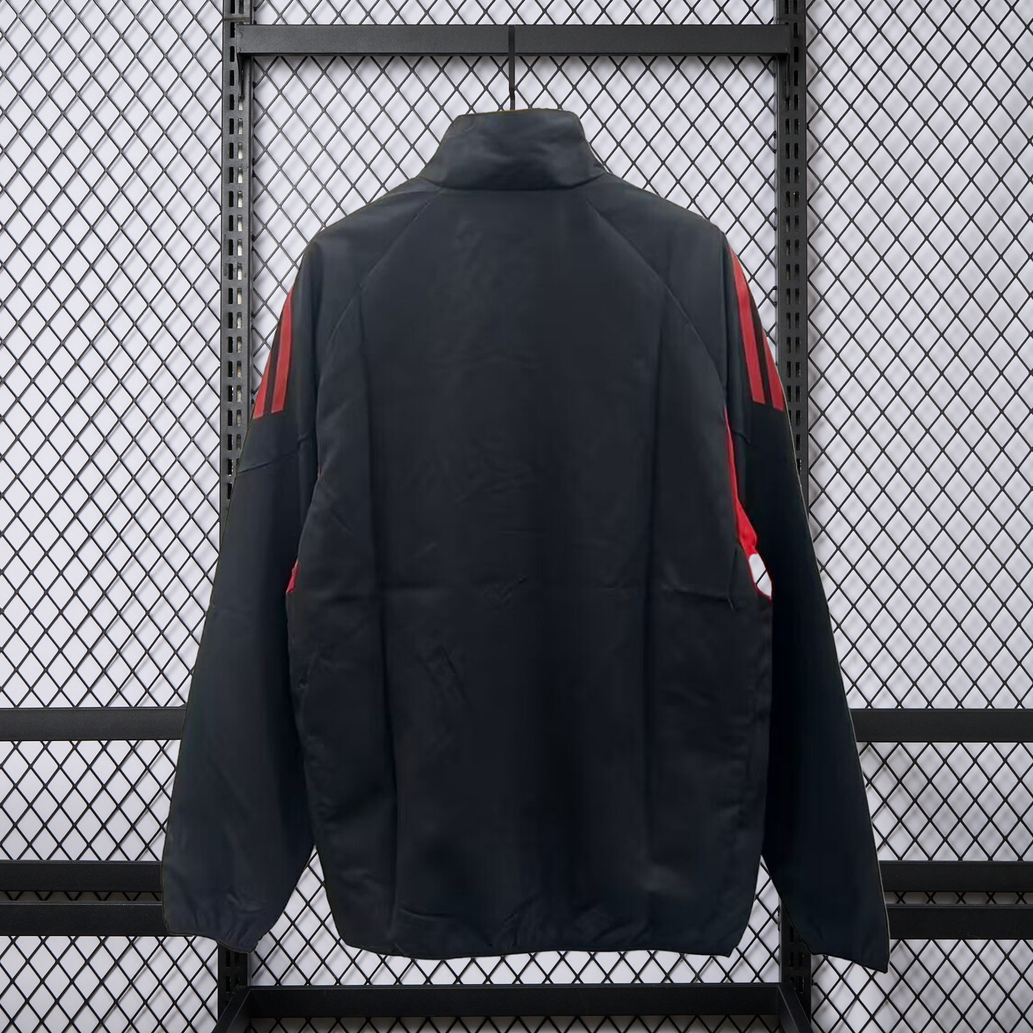 AlphaJersey-River Plate 25-26 Training Windbreaker Jacket - Black With Red