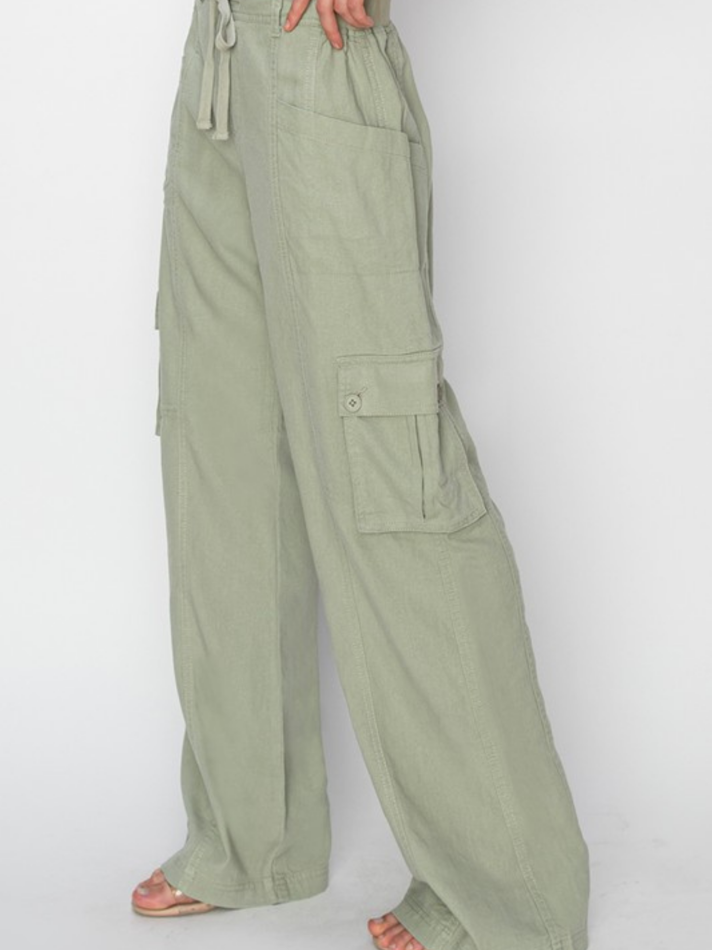 Green Linen Cargos | Elegant Women's Fashion by coolavocek