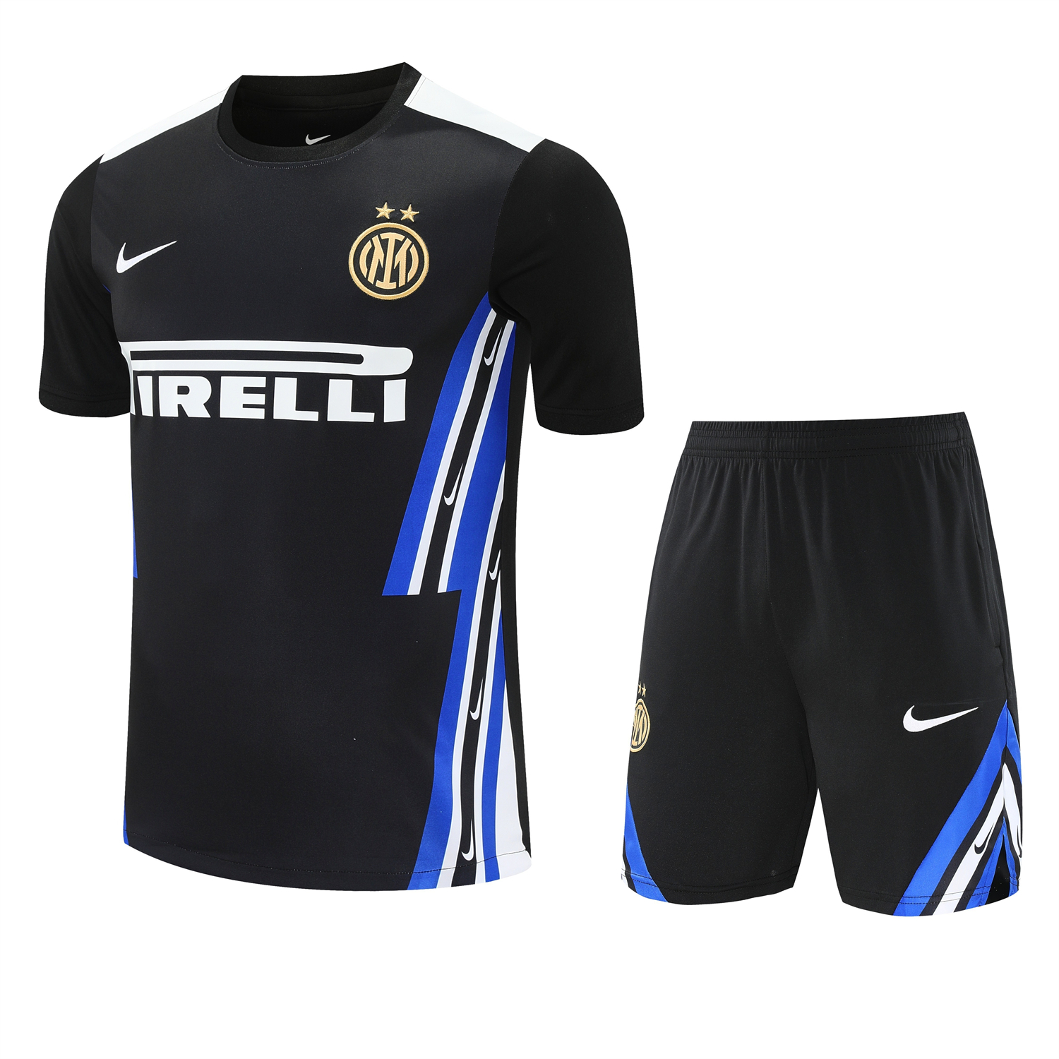 AlphaJersey-Inter Milan 25-26 Short-Sleeve Training Set - Black Top & Black Shorts