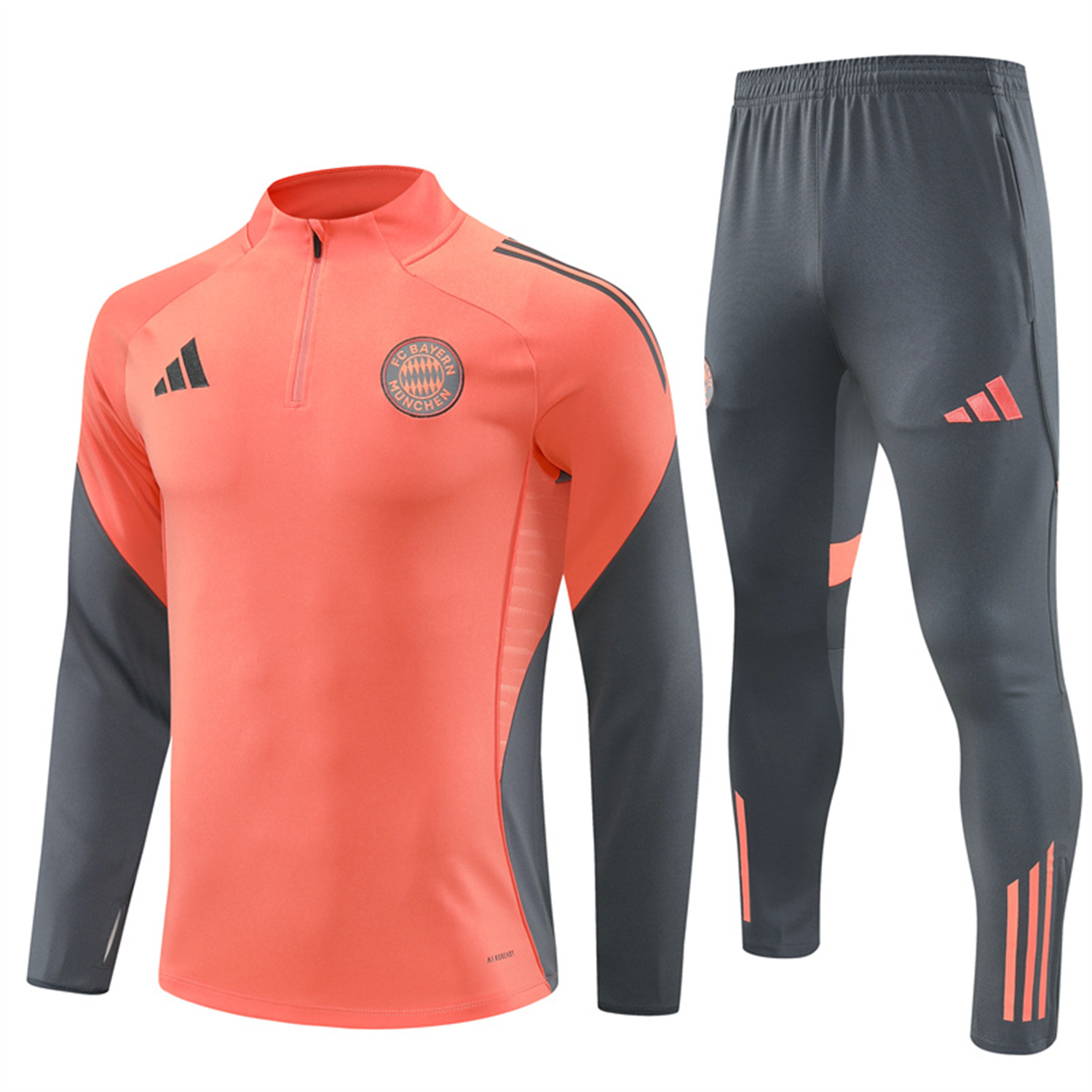 AlphaJersey-Bayern Munich 25-26 Long Sleeves Training Set - Orange Top & Gray Pants