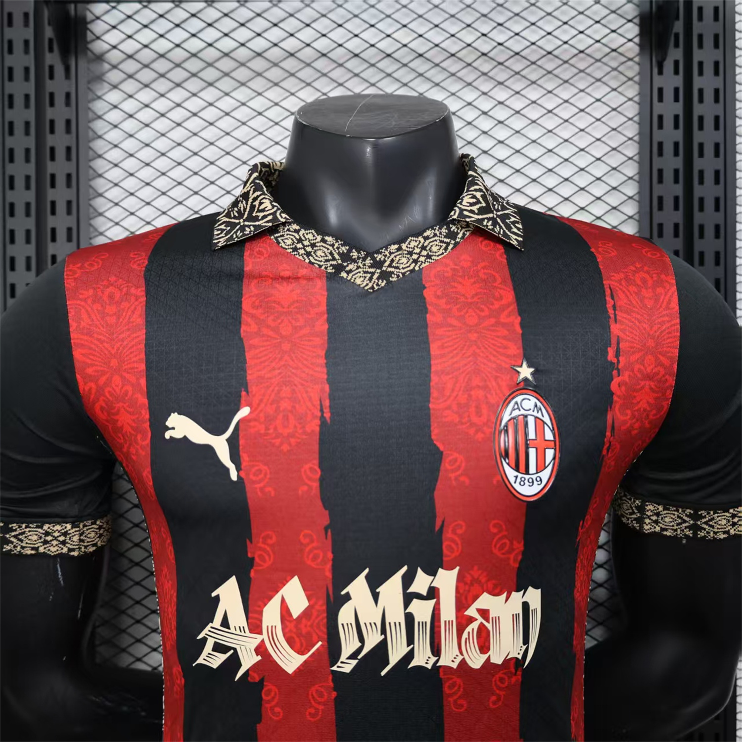 AlphaJersey-AC Milan 25-26 Team Name Advertisement Red & Black POLO Special Jersey - Player Version