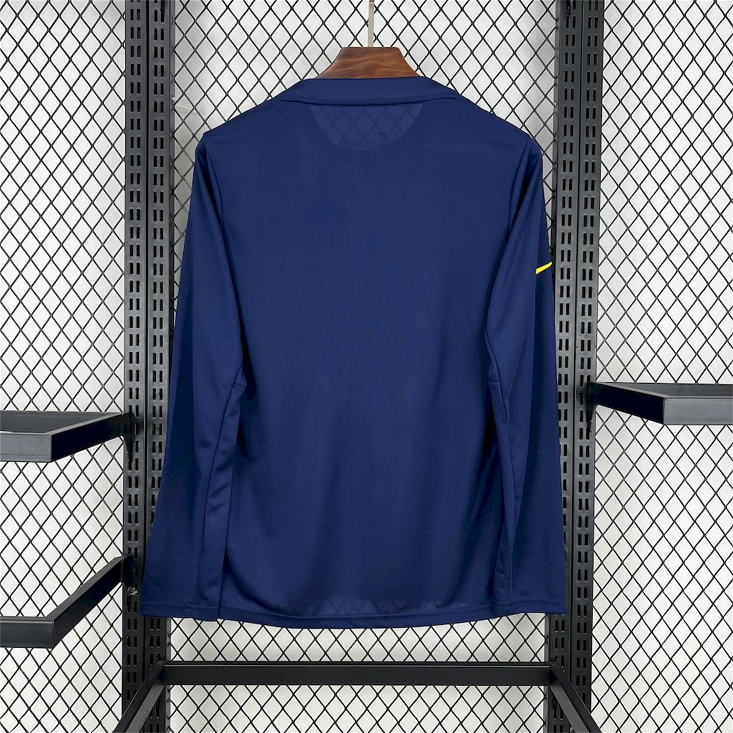 AlphaJersey-Atletico Madrid 25-26 Yellow Blue Stripes Pre-Match Training Long Sleeves Jersey - Fans Version