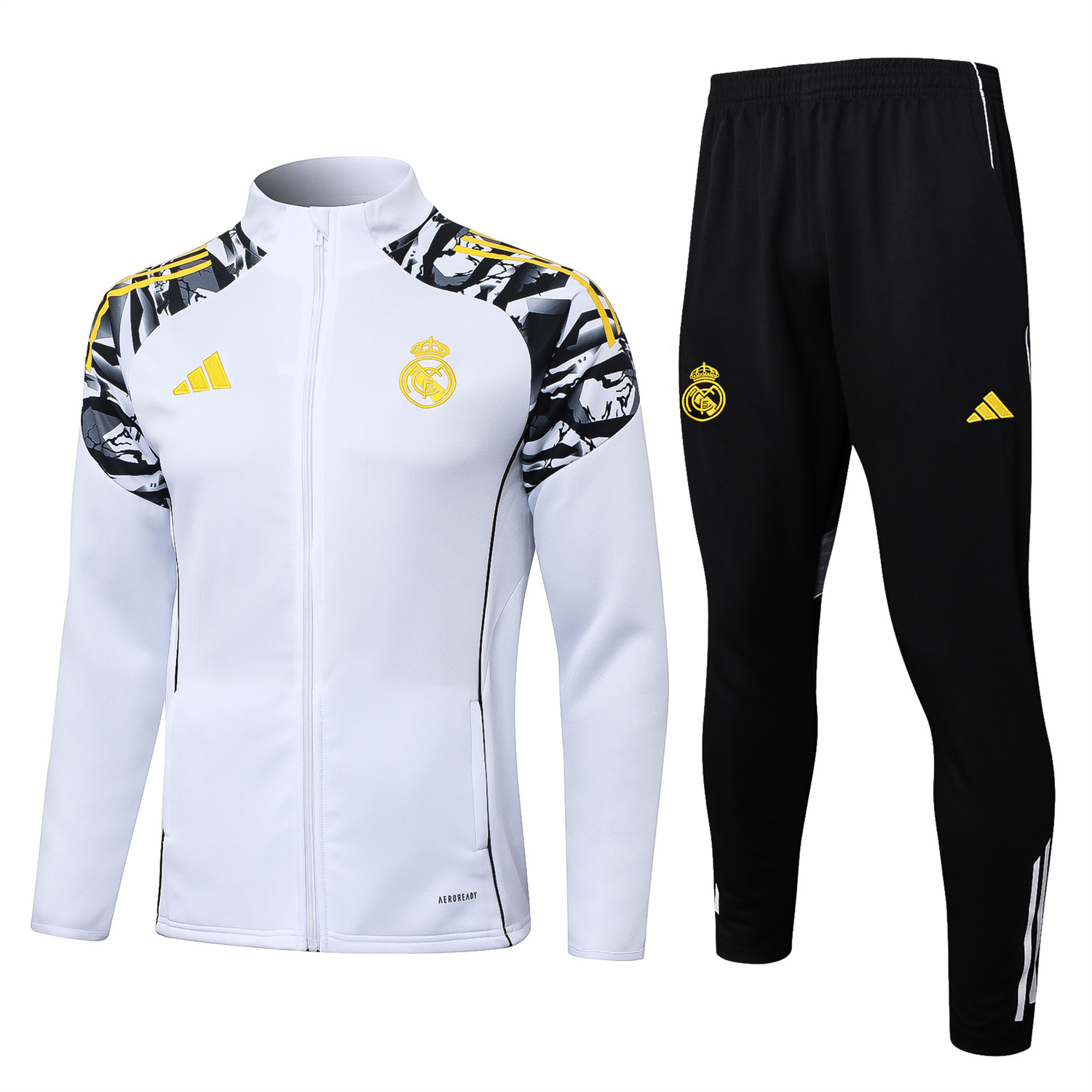AlphaJersey-Real Madrid 25-26 Unsponsored Long Sleeve Training Set - White Top & Black Pants