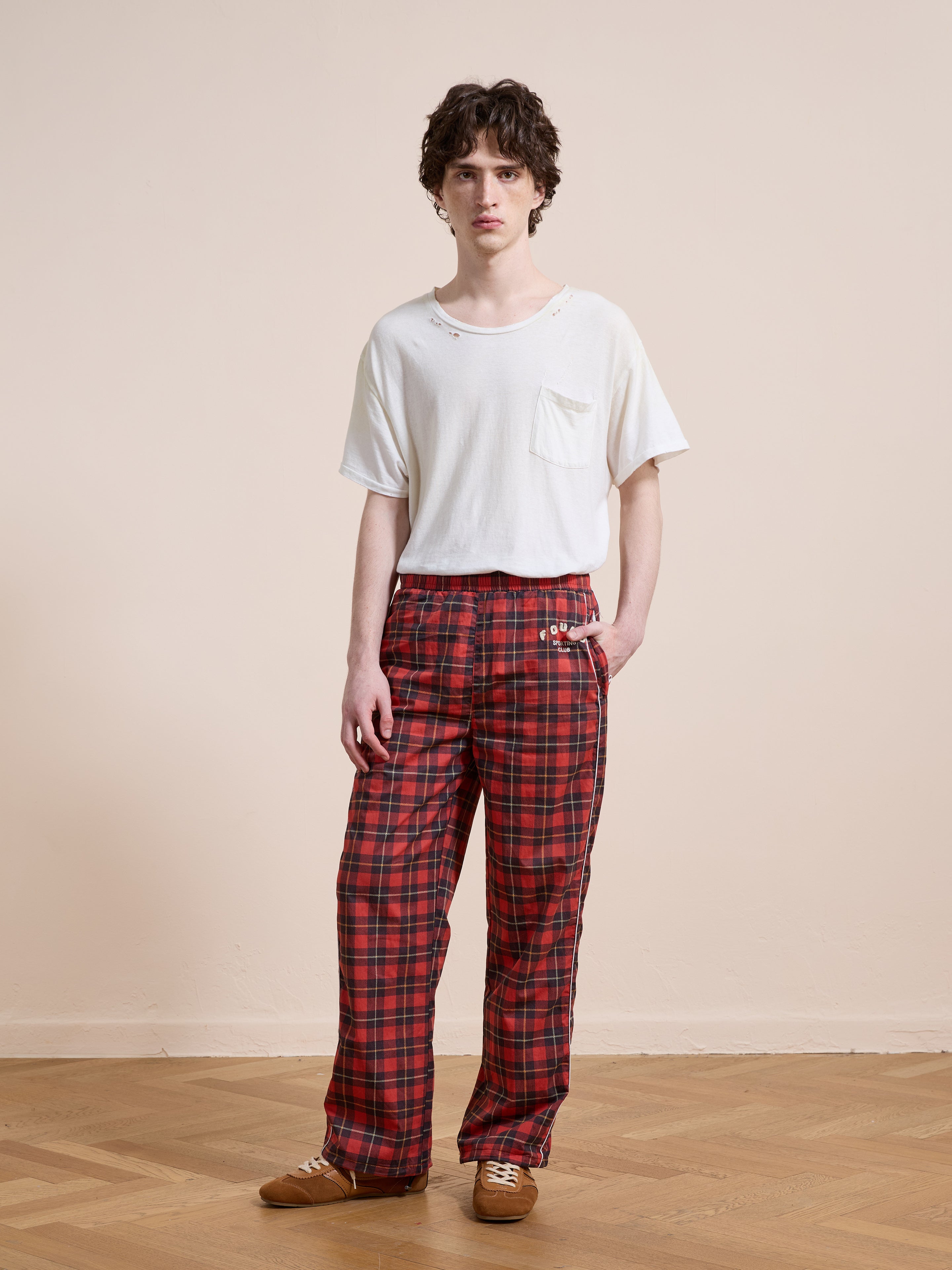 Red Plaid Track Pants | Modern Menswear by yycbvcnbmmnbm