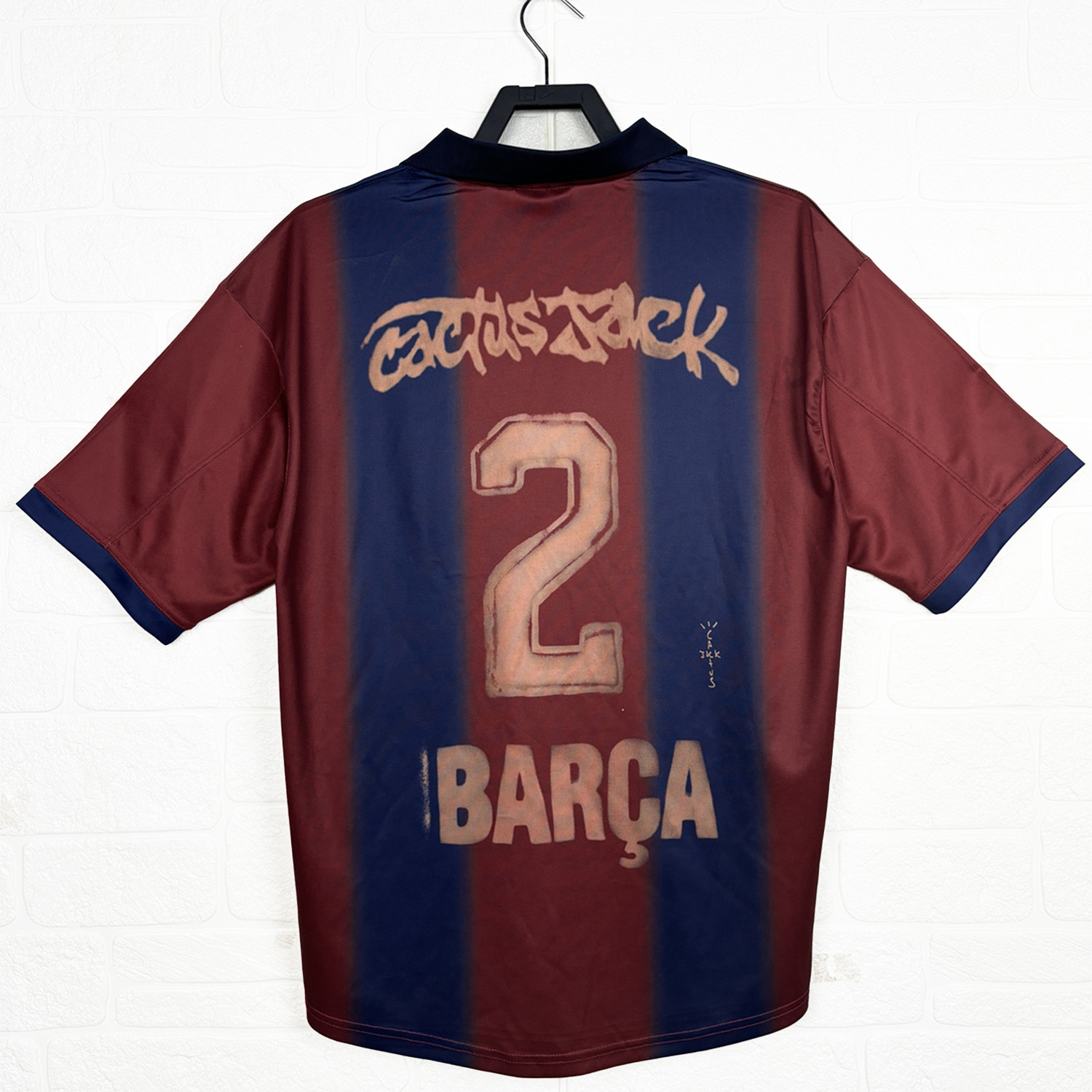 AlphaJersey-Barcelona x Travis Scott 2000-01 Home Retro Style Skeleton Jersey With Back Printing - Fans Version