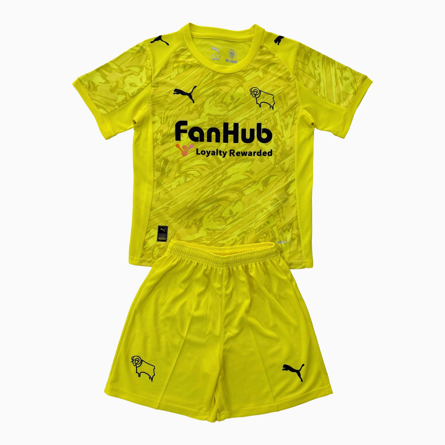 AlphaJersey-Derby County 25-26 Yellow Goalkeeper Kids Kit