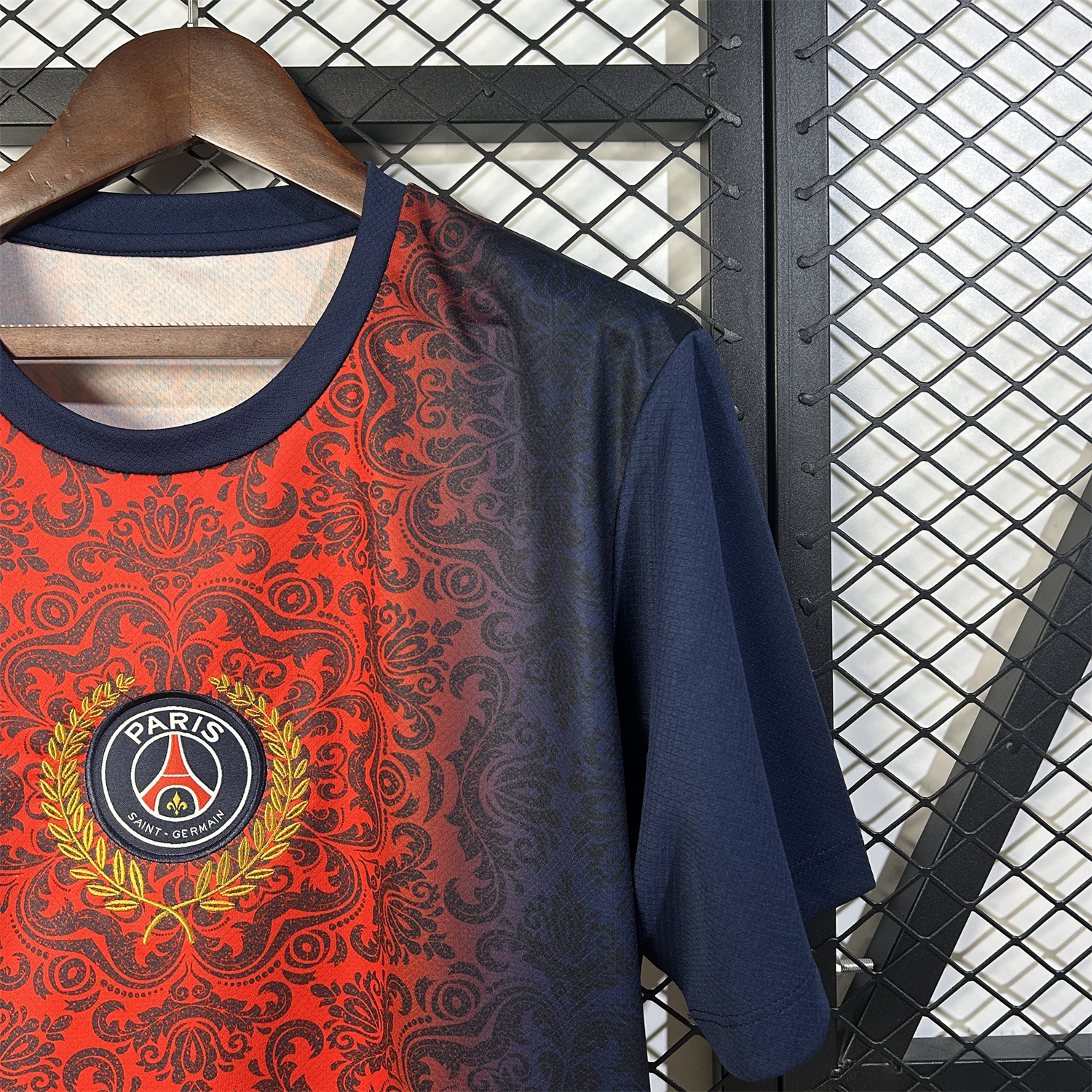 AlphaJersey-Paris Saint-Germain PSG 25-26 Champions League Commemorative Edition Red Blue Flower Pattern T-shirts